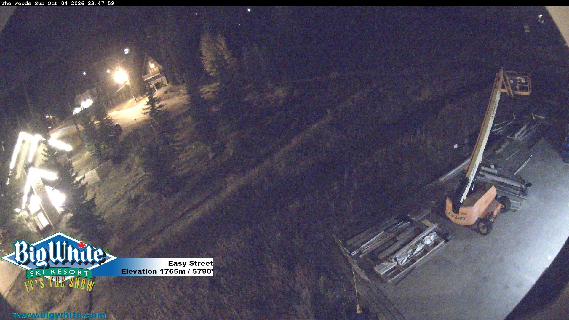 Big White Easy Street snow cam captured at 4 October 2026 at 11:51 pm GMT-7