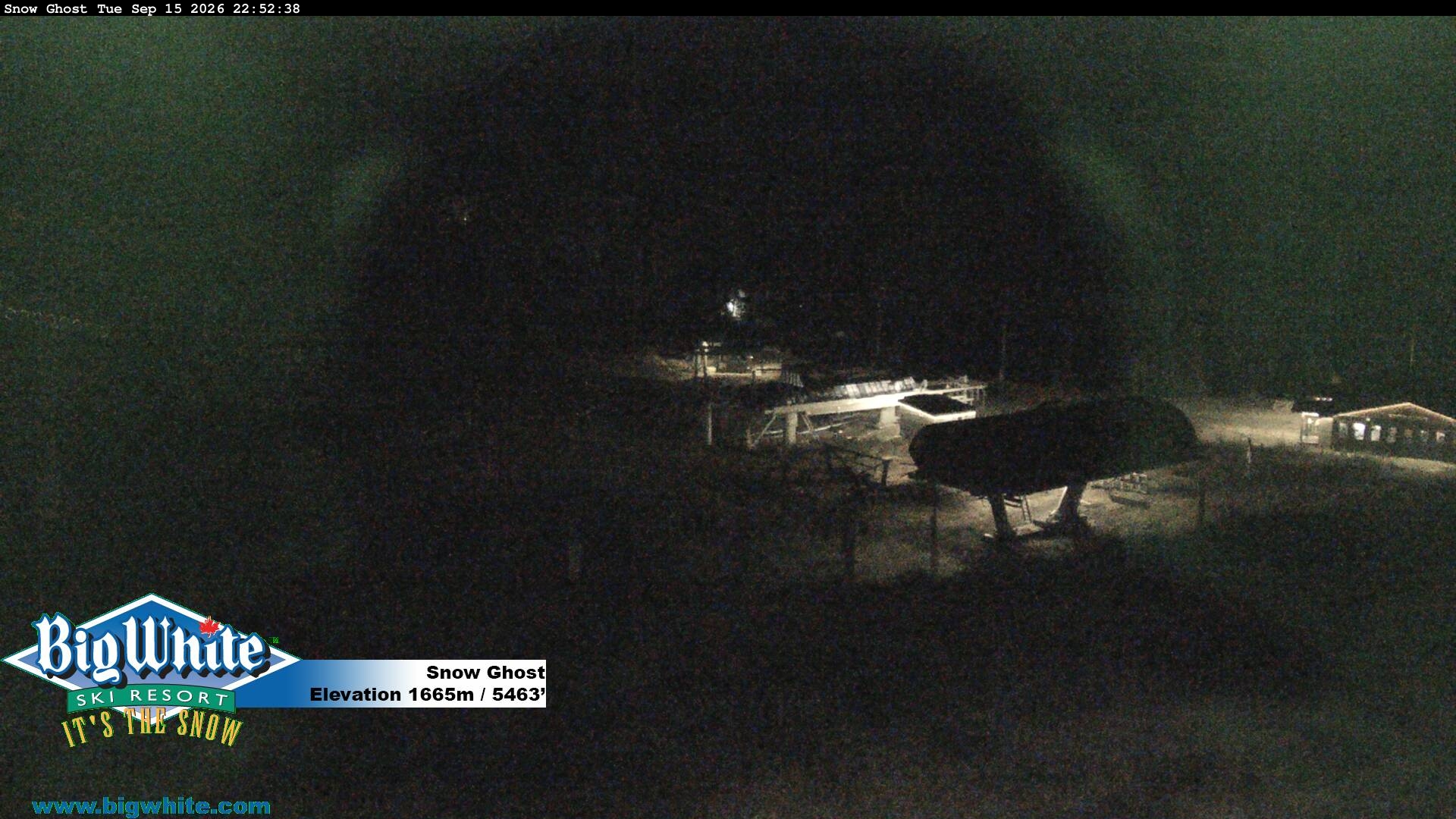 Big White Snow Ghost snow cam captured at 15 September 2026 at 10:58 pm GMT-7