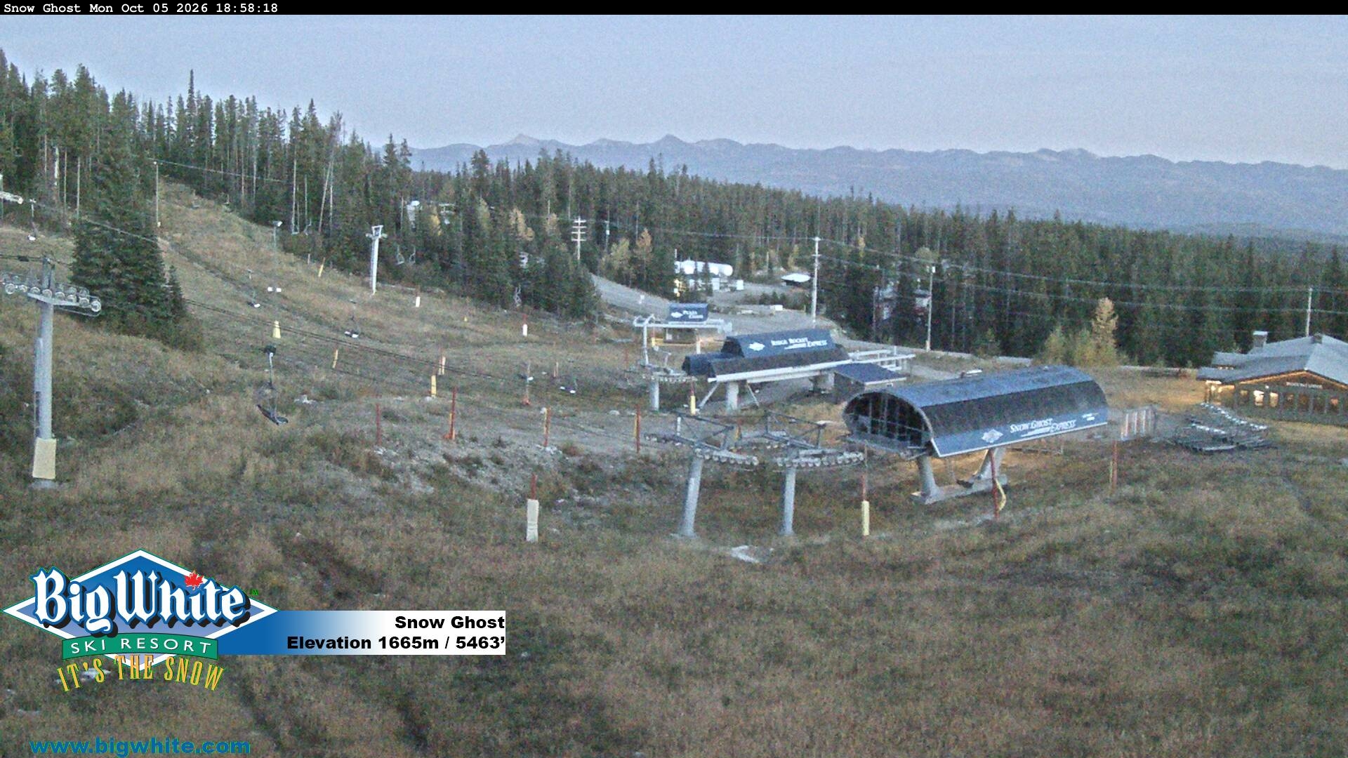 Big White Snow Ghost snow cam captured at 5 October 2026 at 7:05 pm GMT-7