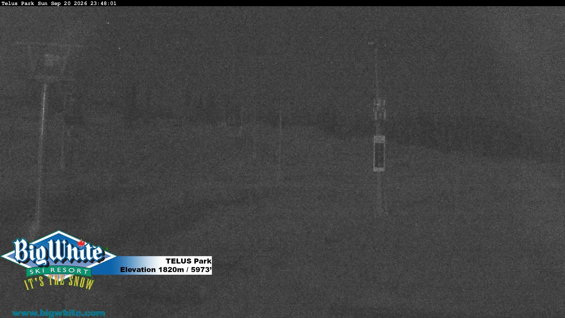 Big White TELUS Park snow cam captured at 20 September 2026 at 11:51 pm GMT-7