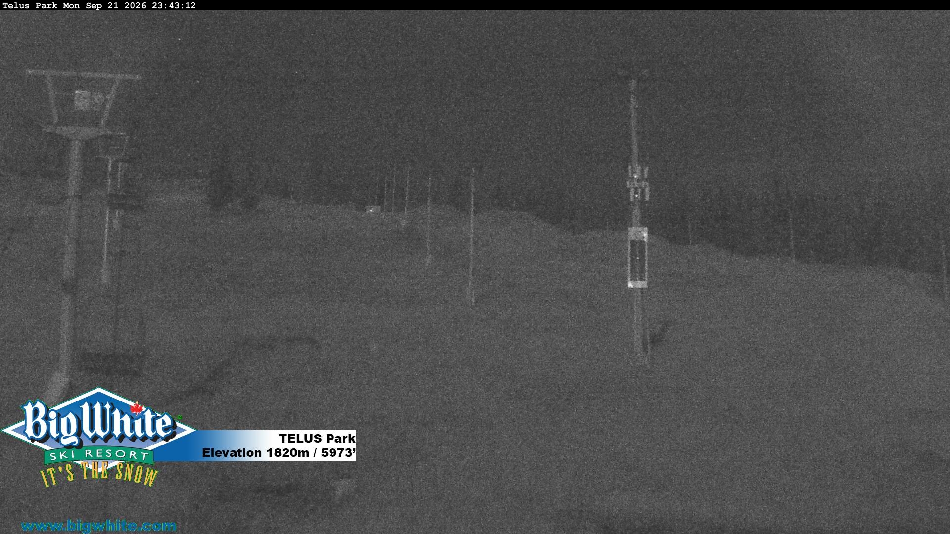 Big White TELUS Park snow cam captured at 21 September 2026 at 11:51 pm GMT-7