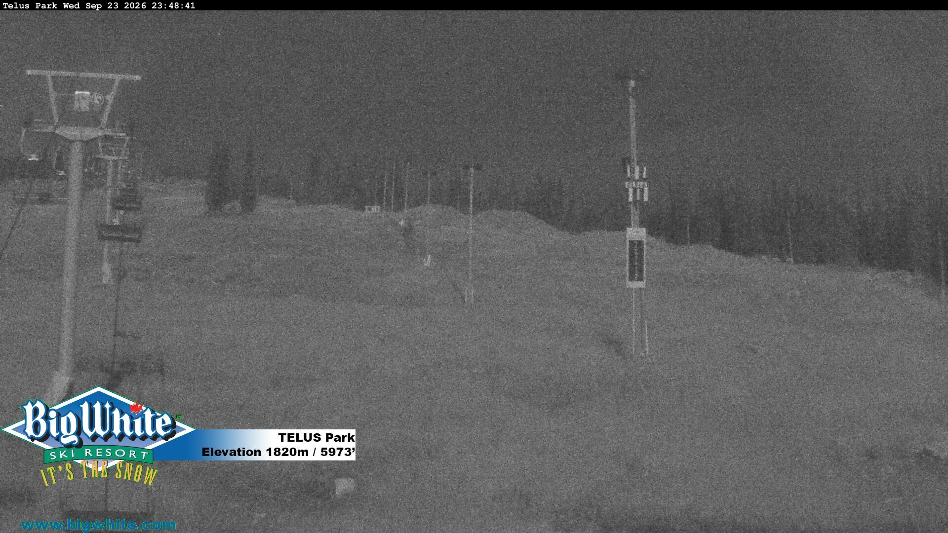 Big White TELUS Park snow cam captured at 23 September 2026 at 11:53 pm GMT-7