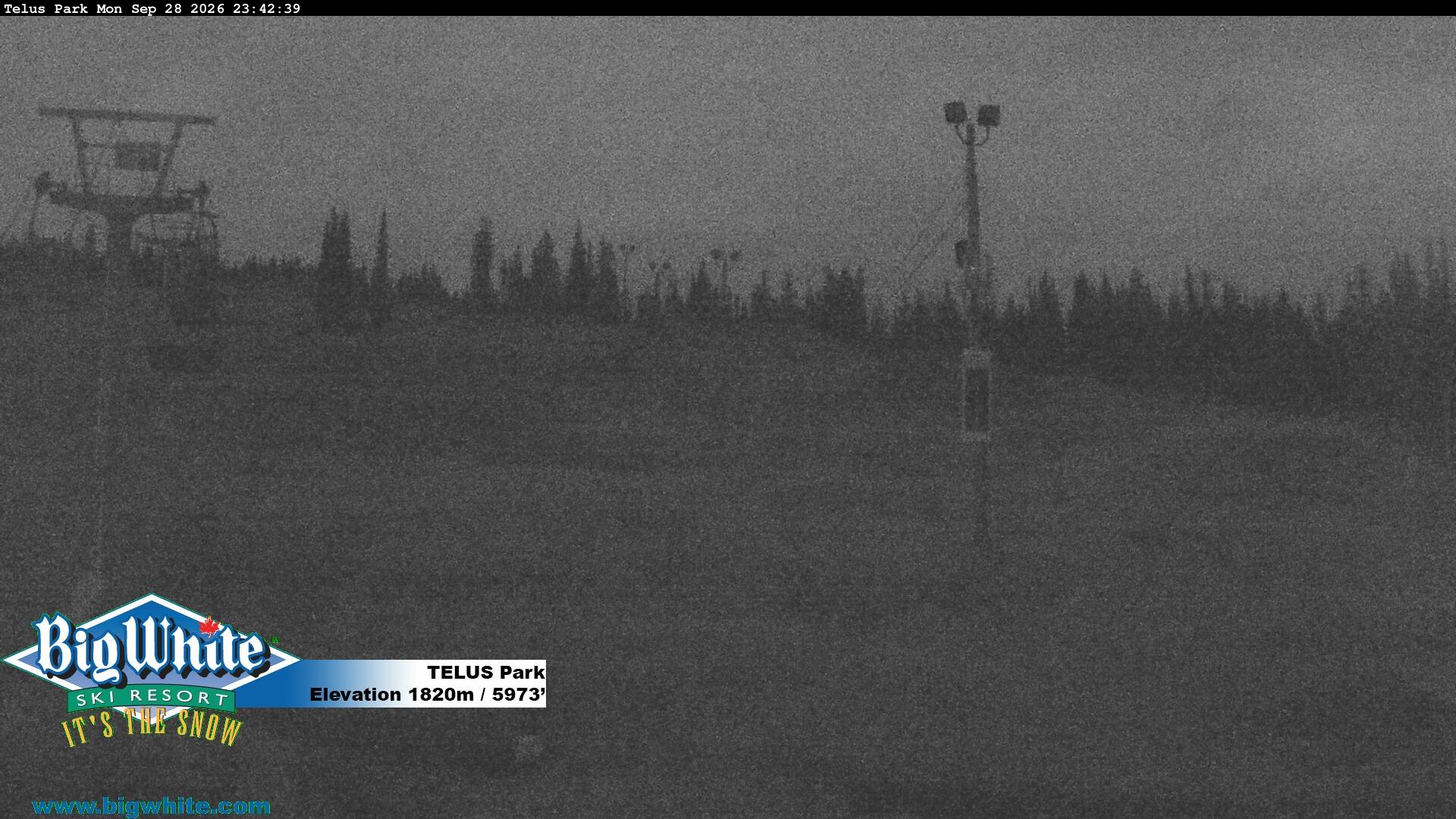 Big White TELUS Park snow cam captured at 28 September 2026 at 11:50 pm GMT-7