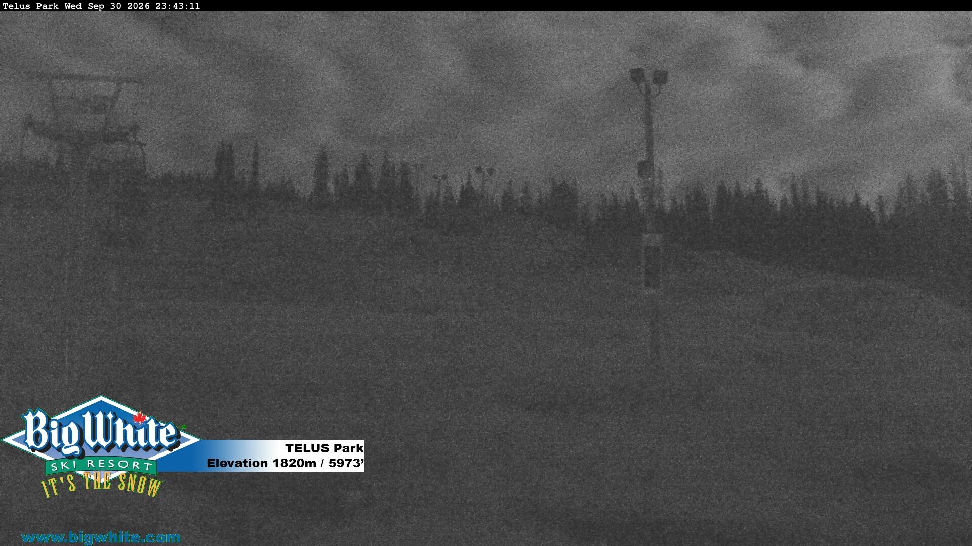 Big White TELUS Park snow cam captured at 30 September 2026 at 11:50 pm GMT-7