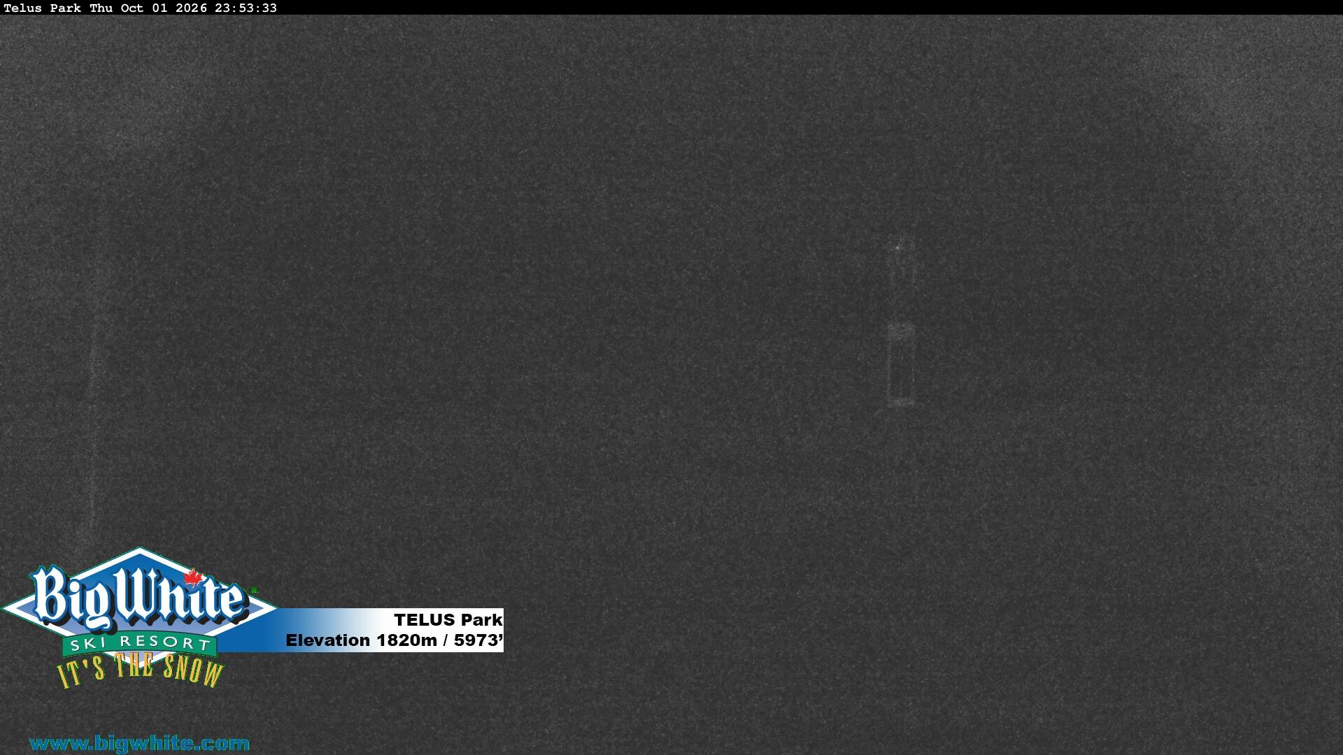 Big White TELUS Park snow cam captured at 1 October 2026 at 11:58 pm GMT-7