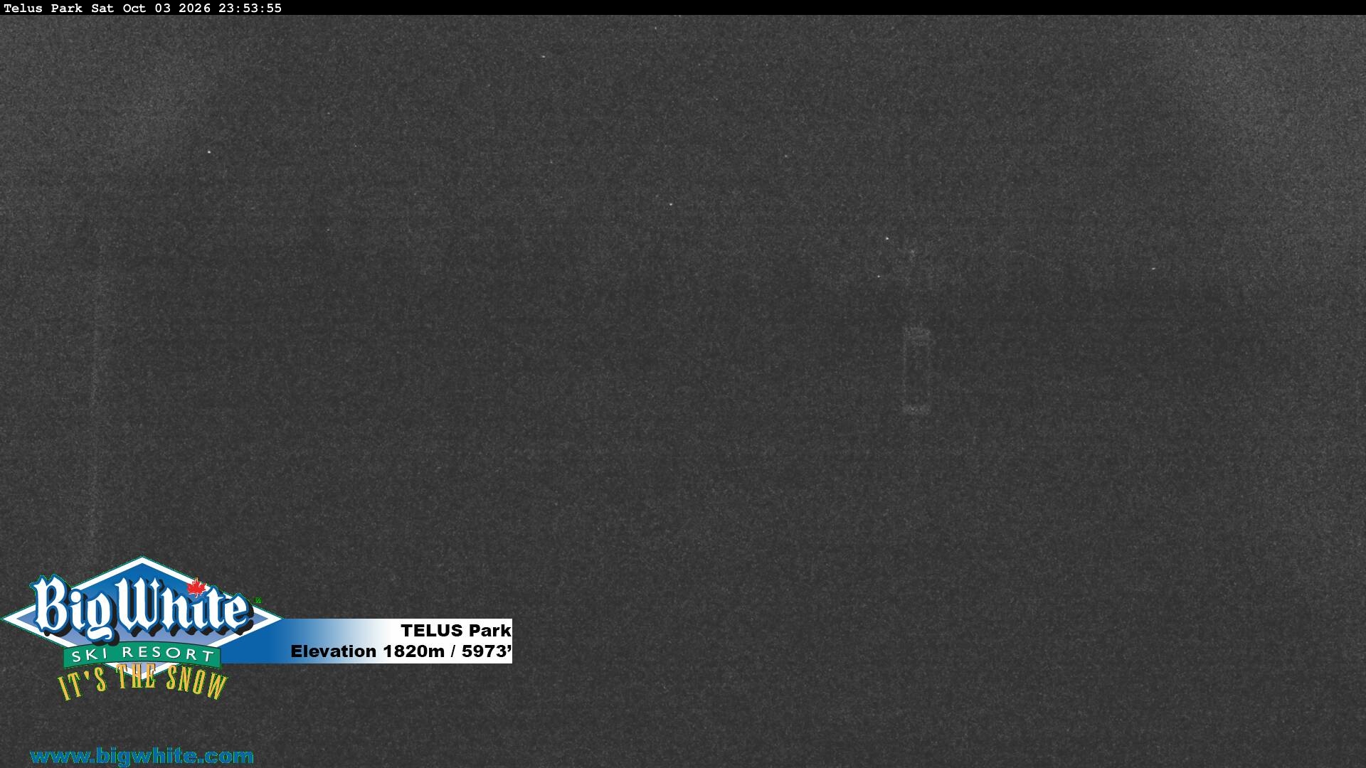 Big White TELUS Park snow cam captured at 3 October 2026 at 11:59 pm GMT-7