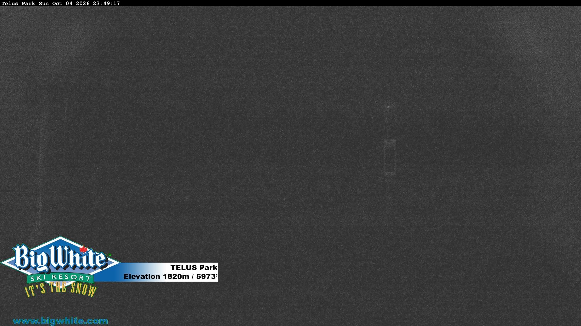 Big White TELUS Park snow cam captured at 4 October 2026 at 11:51 pm GMT-7