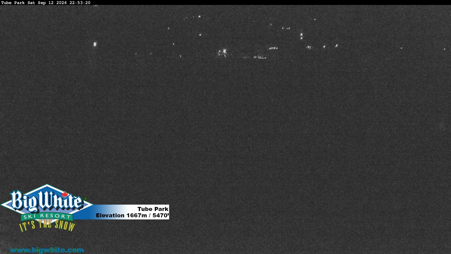 Big White Tube Park snow cam captured at 13 September 2026 at 12:09 am GMT-7