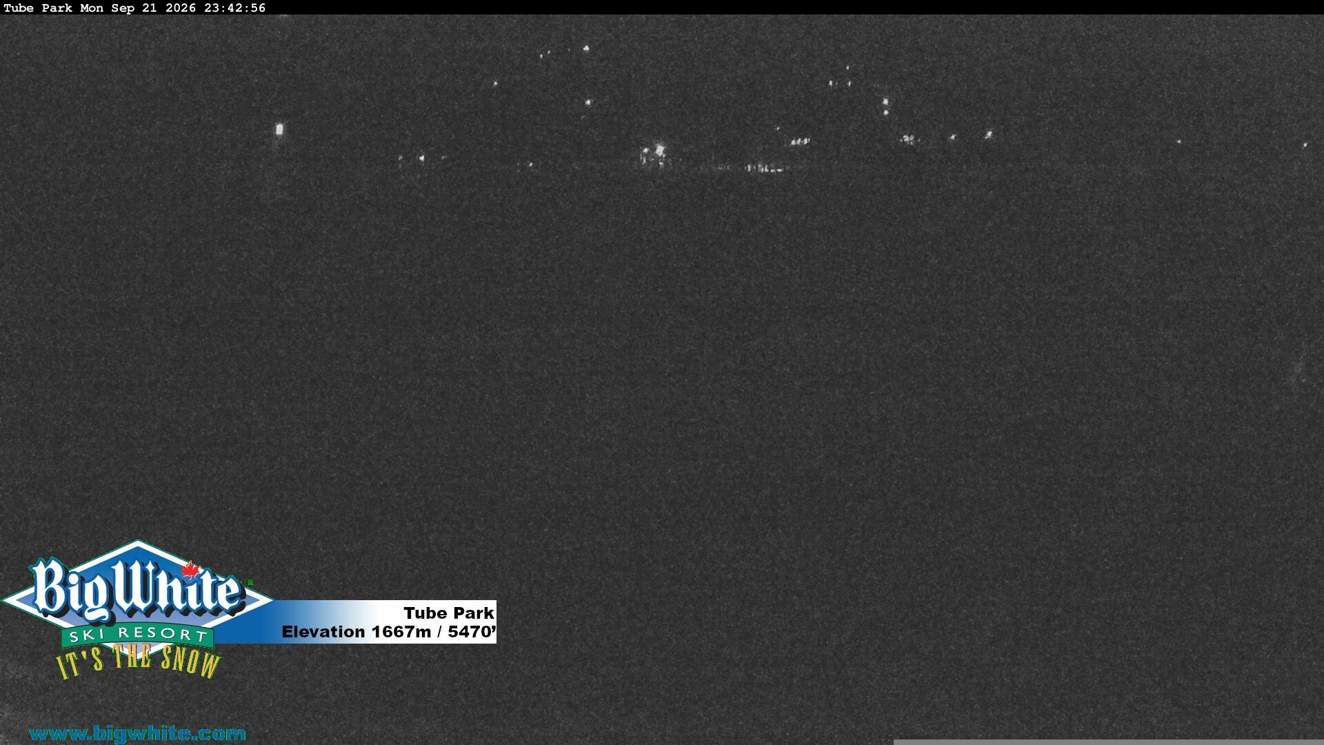 Big White Tube Park snow cam captured at 21 September 2026 at 11:51 pm GMT-7