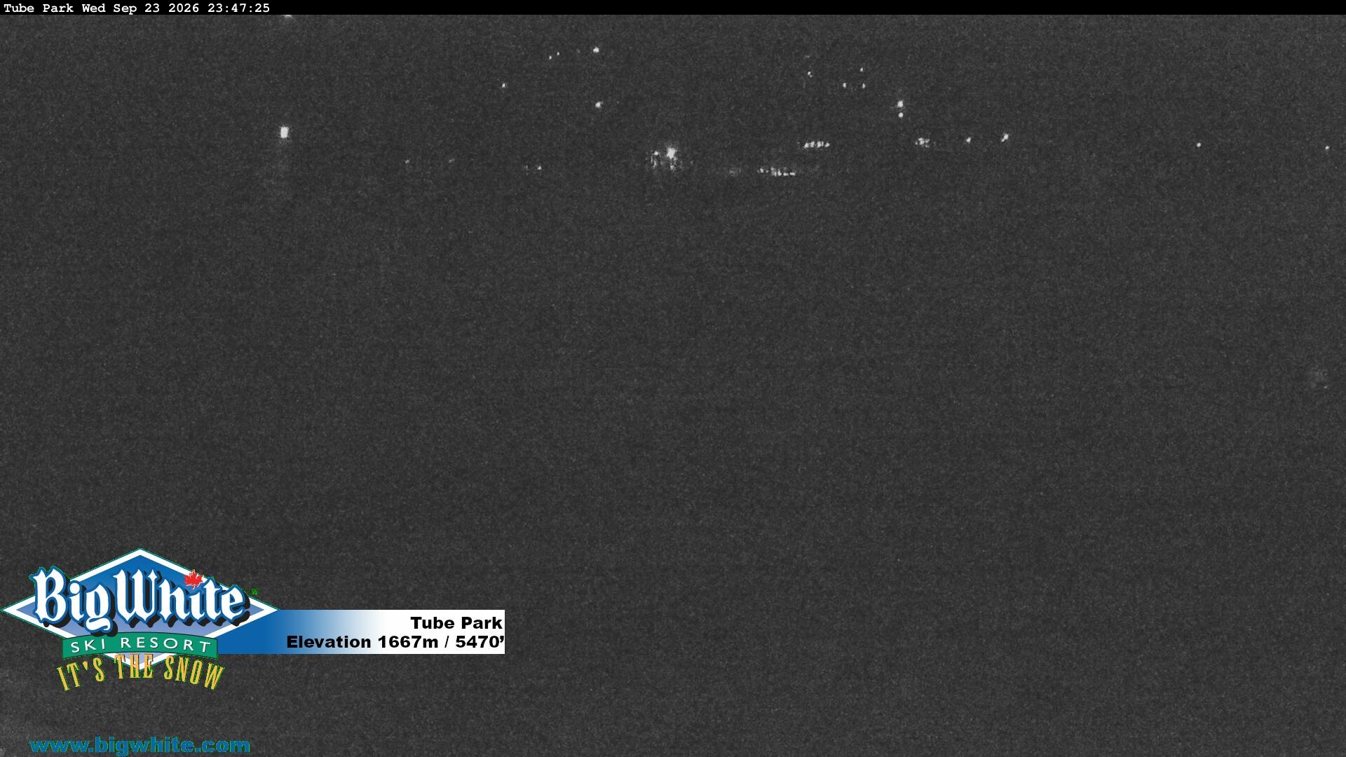 Big White Tube Park snow cam captured at 23 September 2026 at 11:53 pm GMT-7
