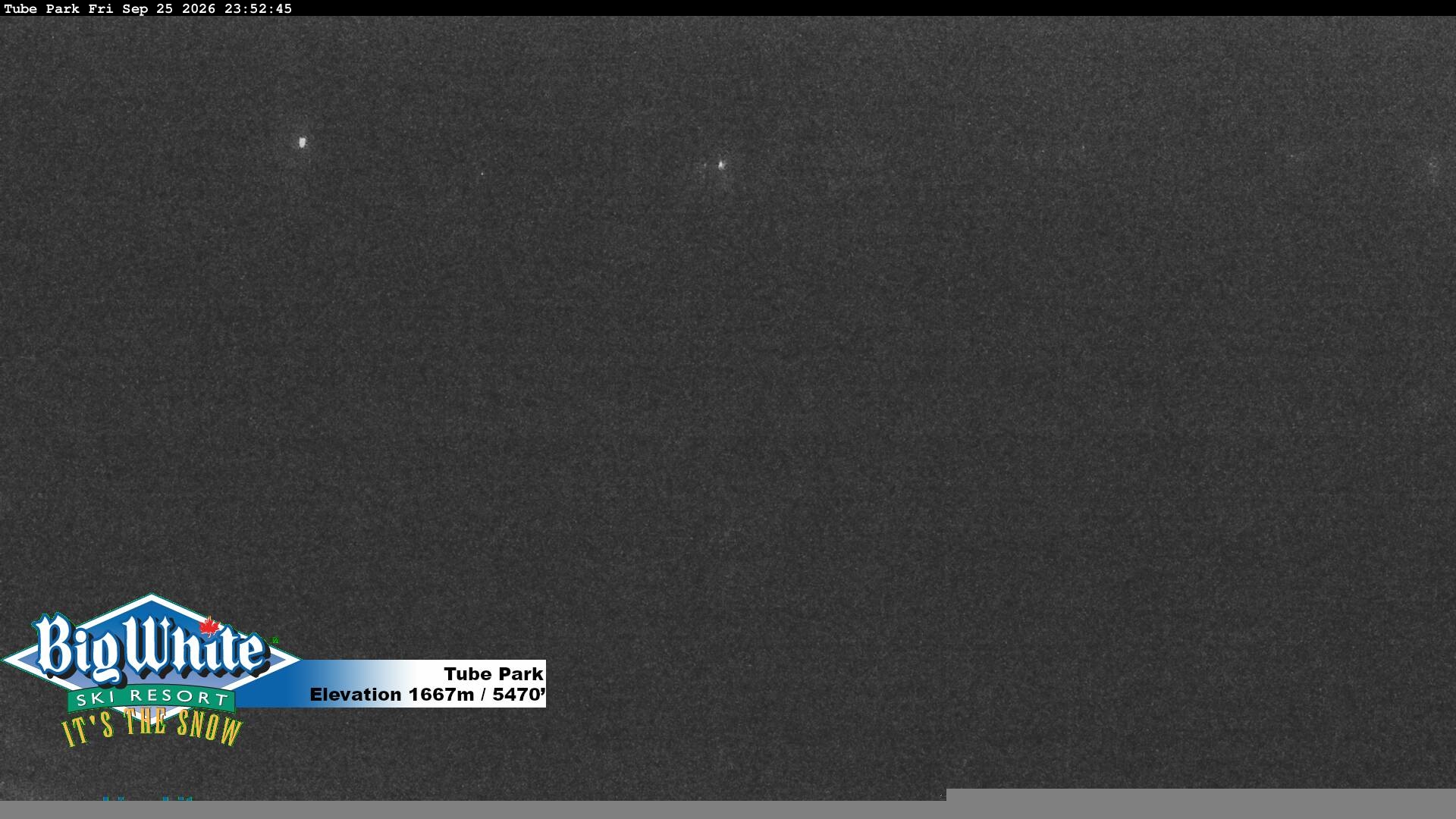 Big White Tube Park snow cam captured at 25 September 2026 at 11:56 pm GMT-7