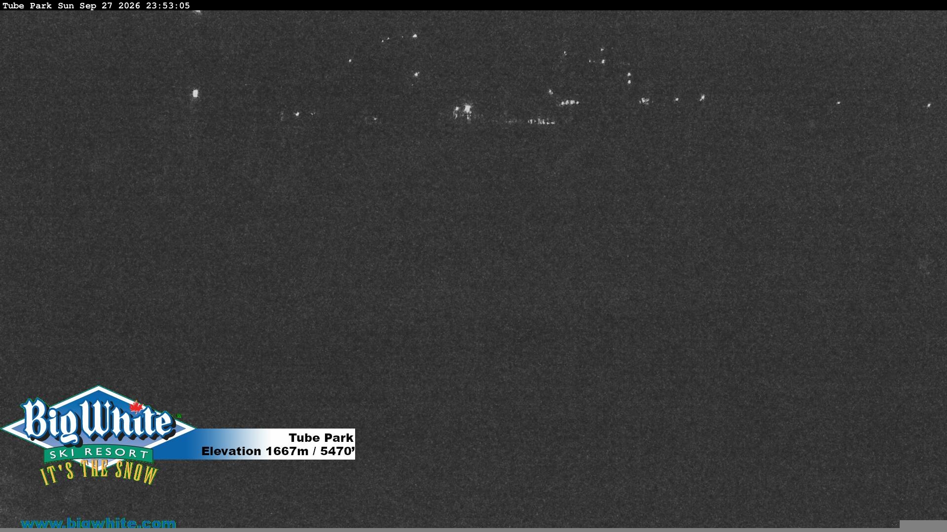 Big White Tube Park snow cam captured at 27 September 2026 at 11:56 pm GMT-7