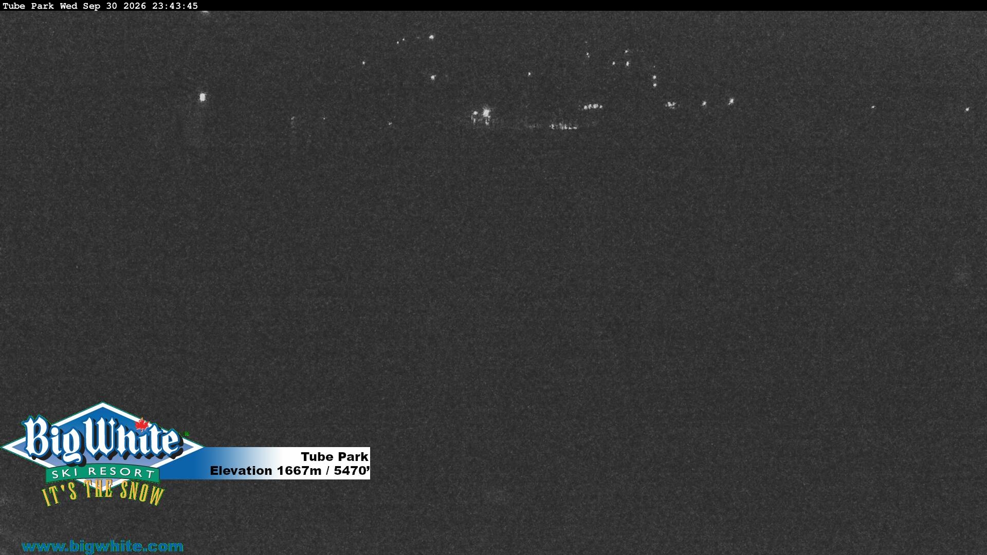 Big White Tube Park snow cam captured at 30 September 2026 at 11:50 pm GMT-7