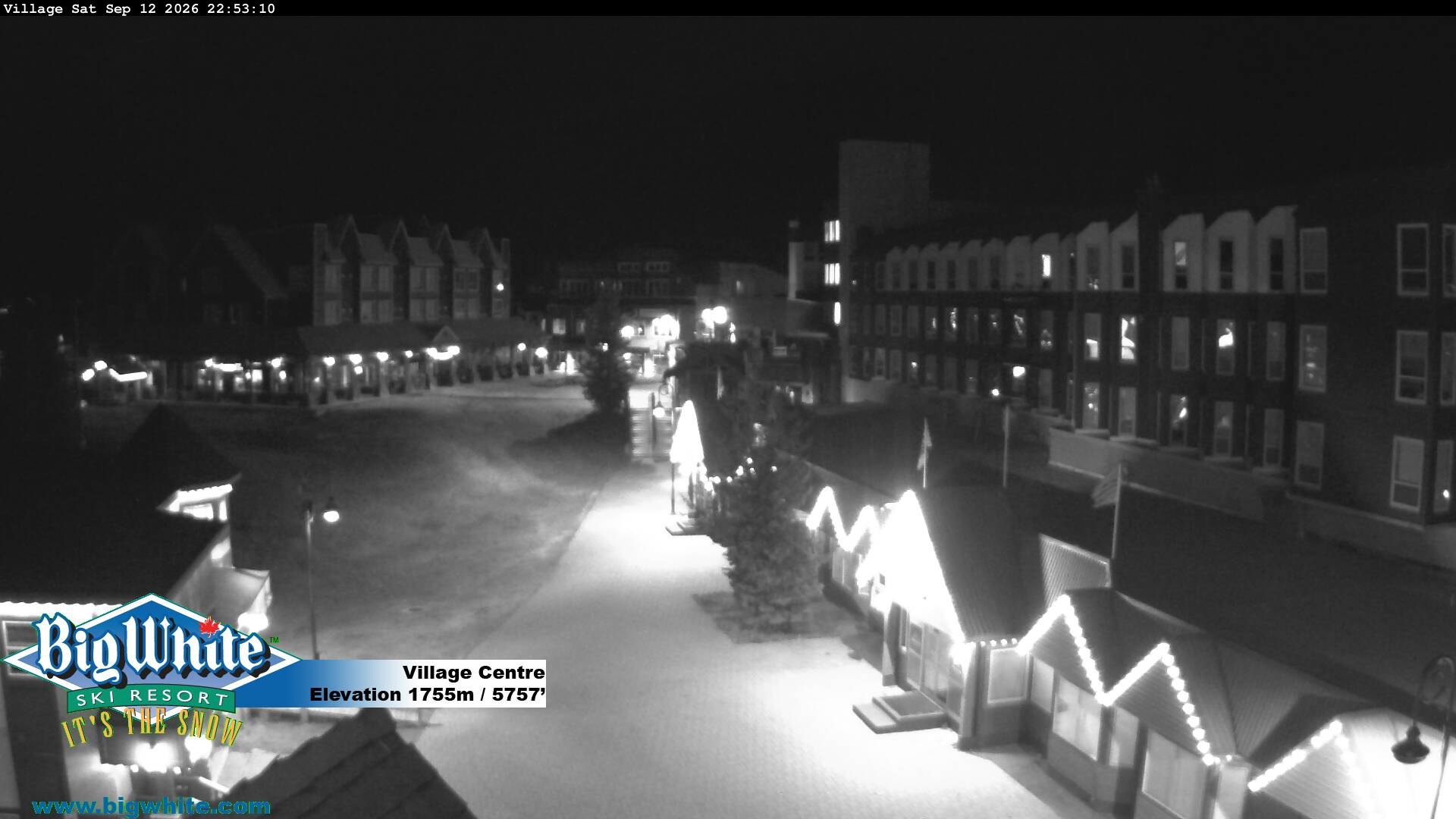 Big White Village Centre snow cam captured at 13 September 2026 at 12:09 am GMT-7