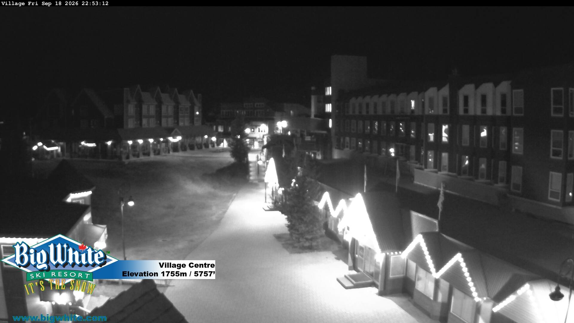 Big White Village Centre snow cam captured at 18 September 2026 at 11:04 pm GMT-7