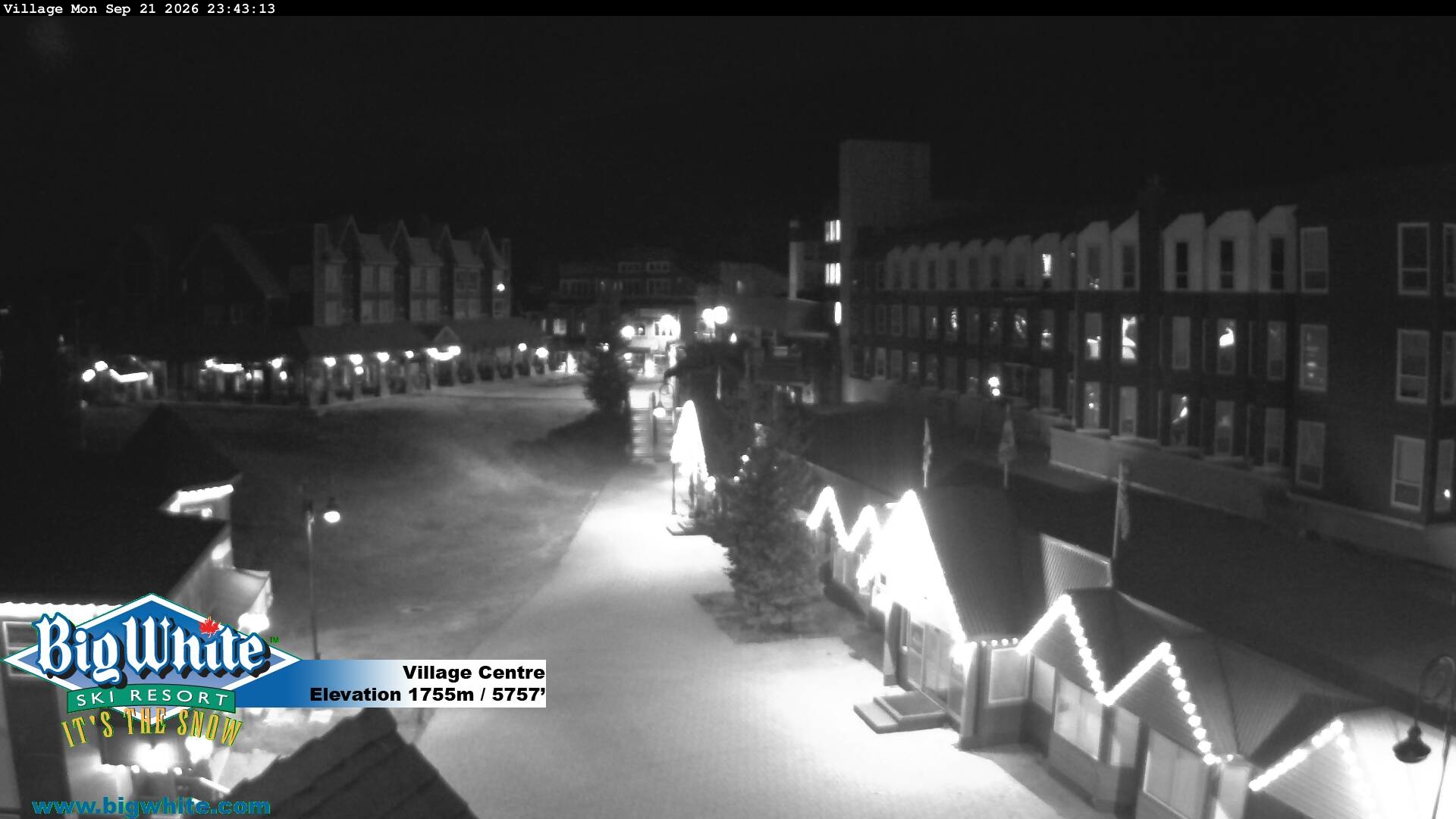 Big White Village Centre snow cam captured at 21 September 2026 at 11:51 pm GMT-7