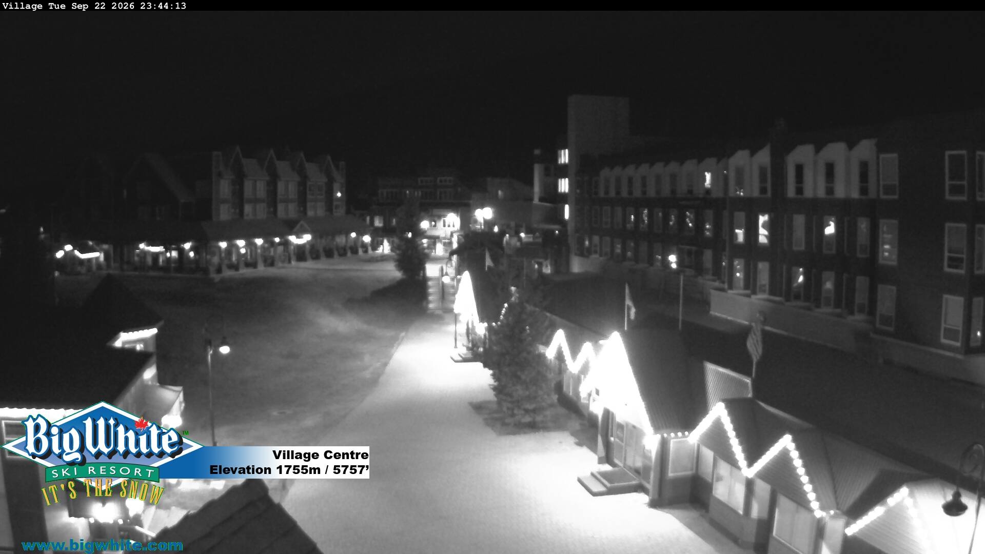 Big White Village Centre snow cam captured at 22 September 2026 at 11:52 pm GMT-7