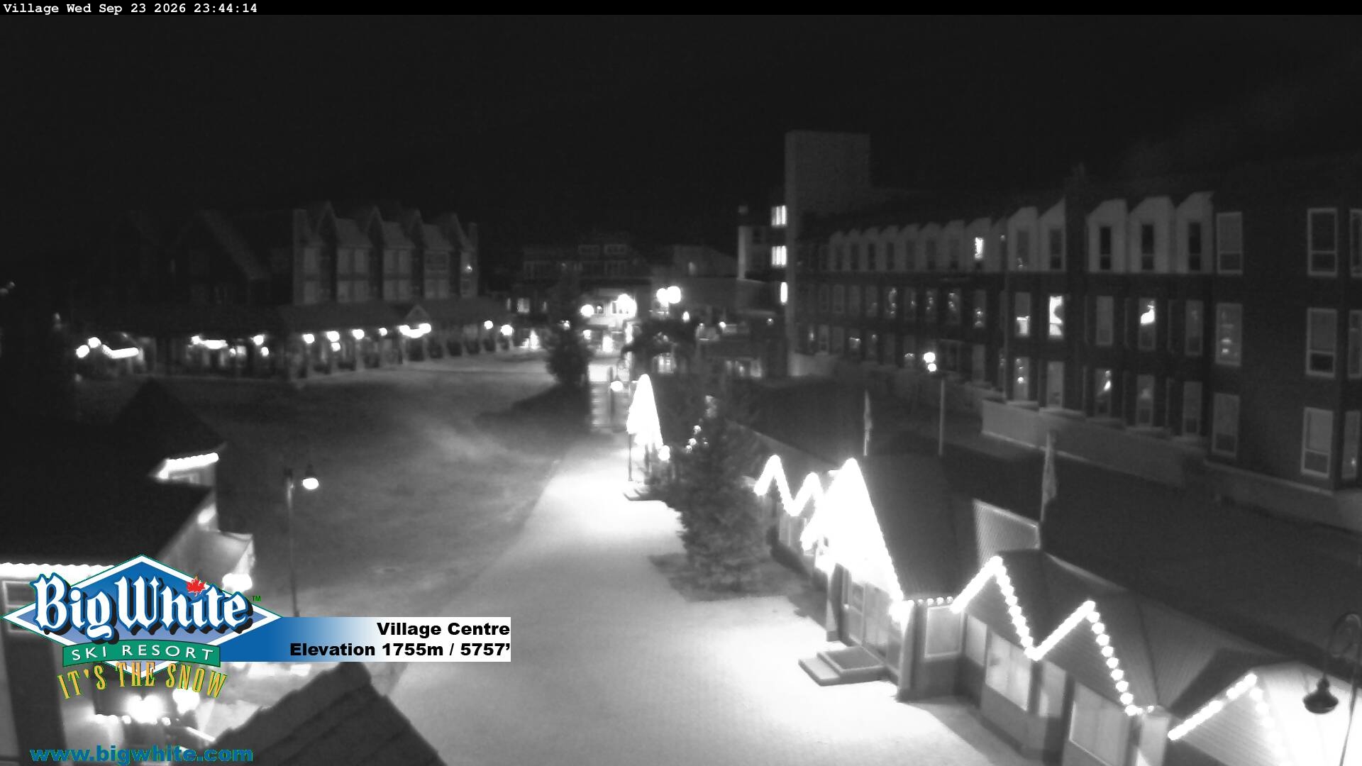 Big White Village Centre snow cam captured at 23 September 2026 at 11:53 pm GMT-7