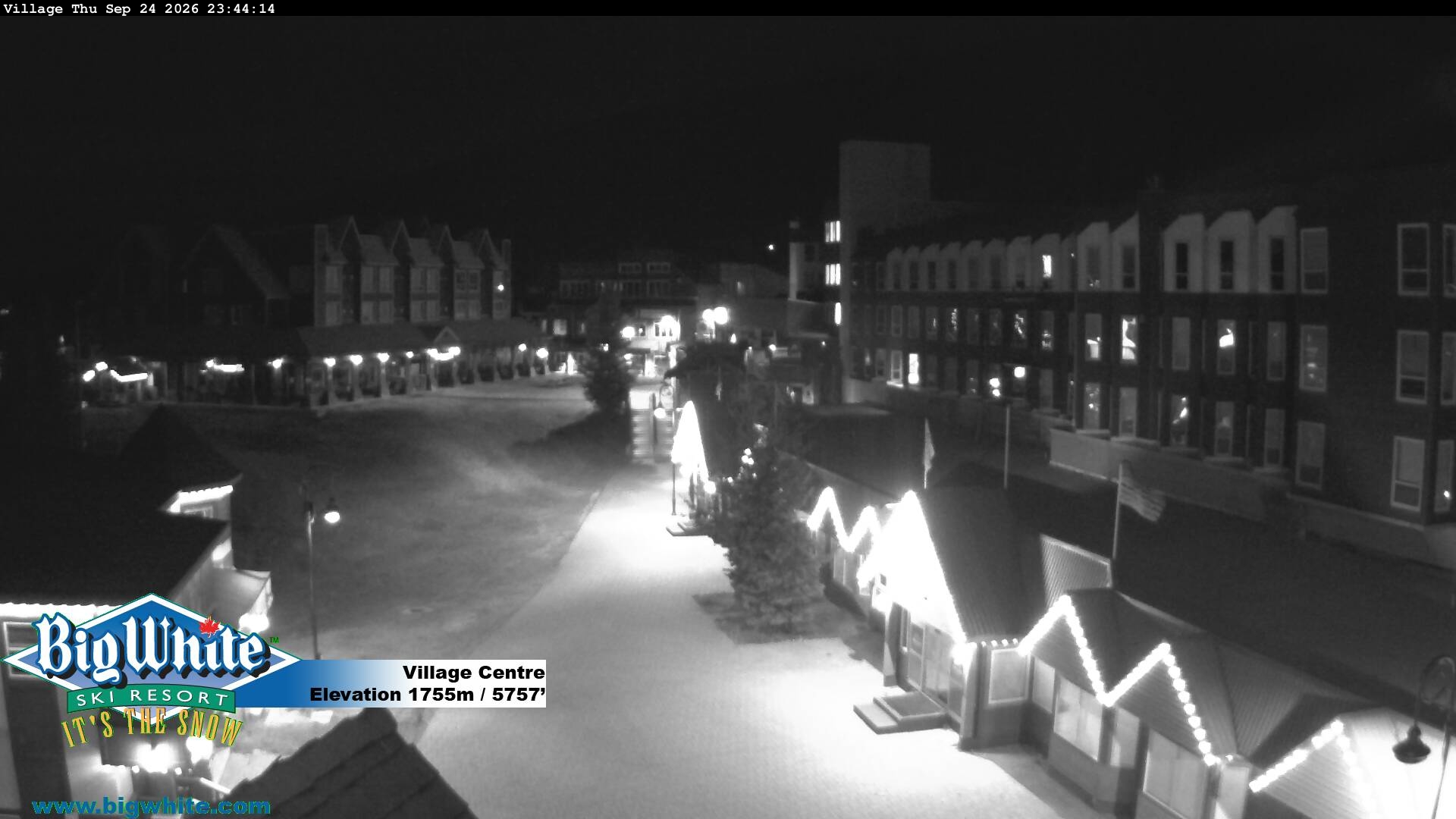 Big White Village Centre snow cam captured at 24 September 2026 at 11:55 pm GMT-7