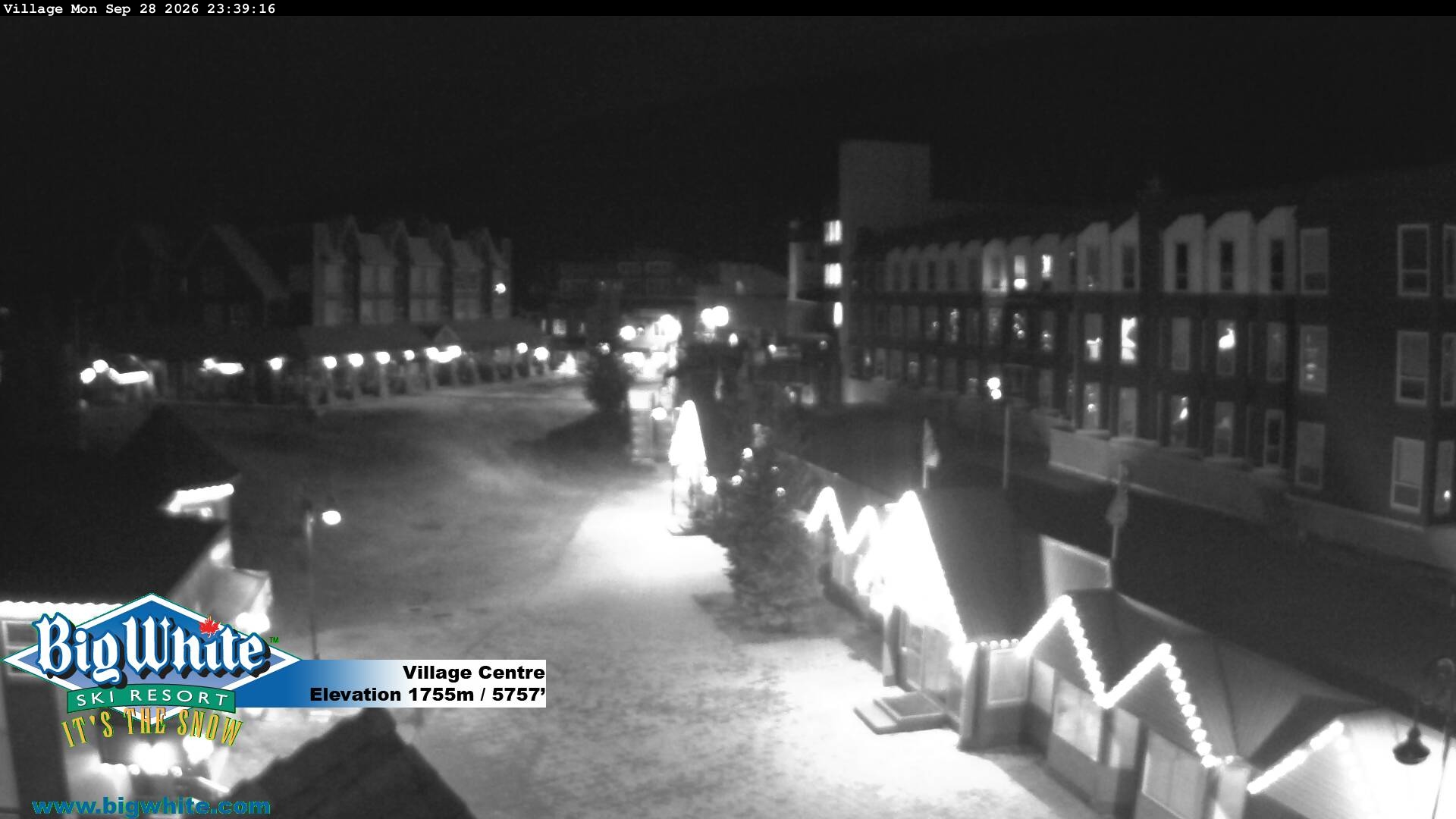 Big White Village Centre snow cam captured at 28 September 2026 at 11:50 pm GMT-7