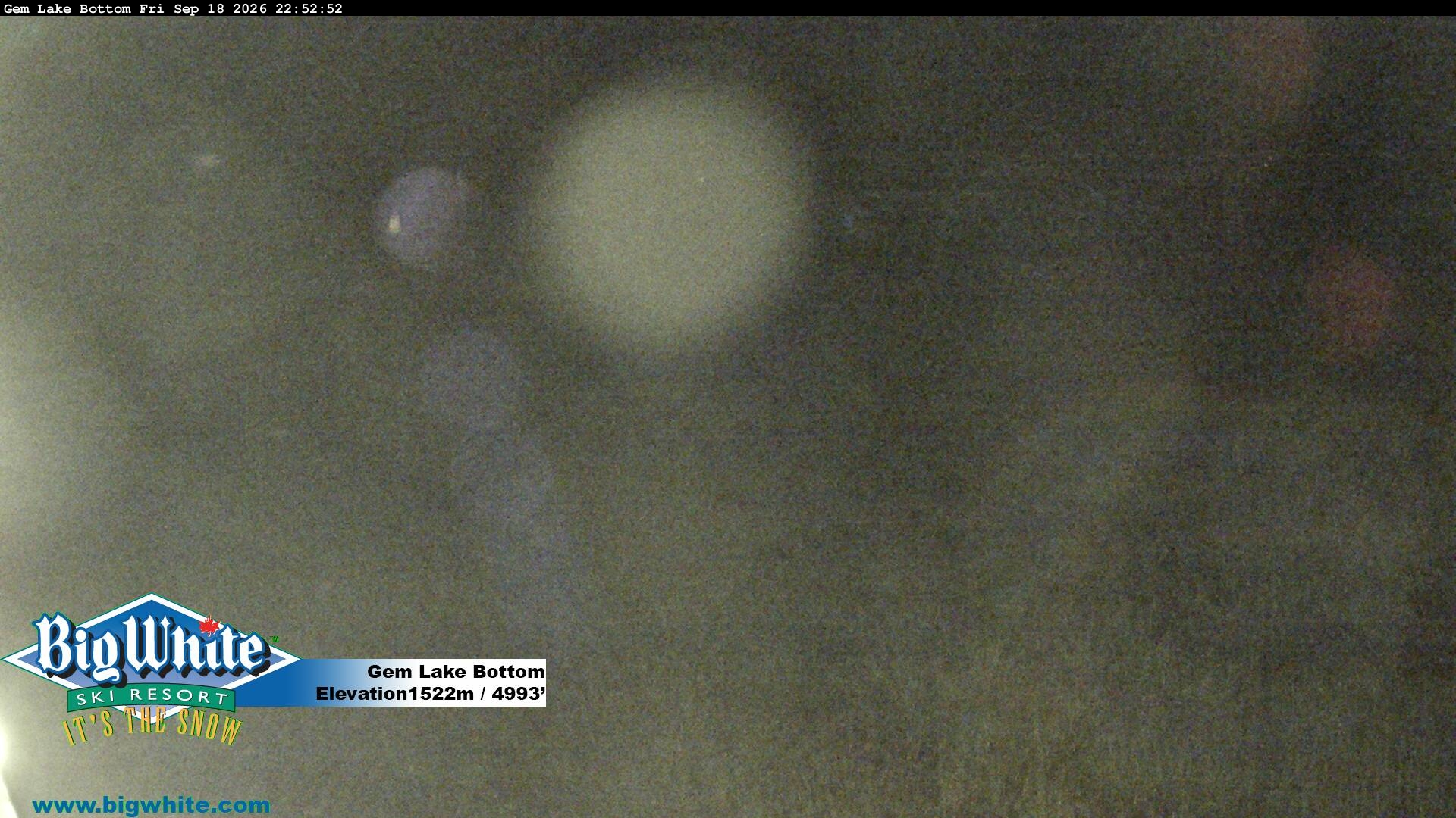 Big White Gem Lake Bottom snow cam captured at 18 September 2026 at 11:04 pm GMT-7