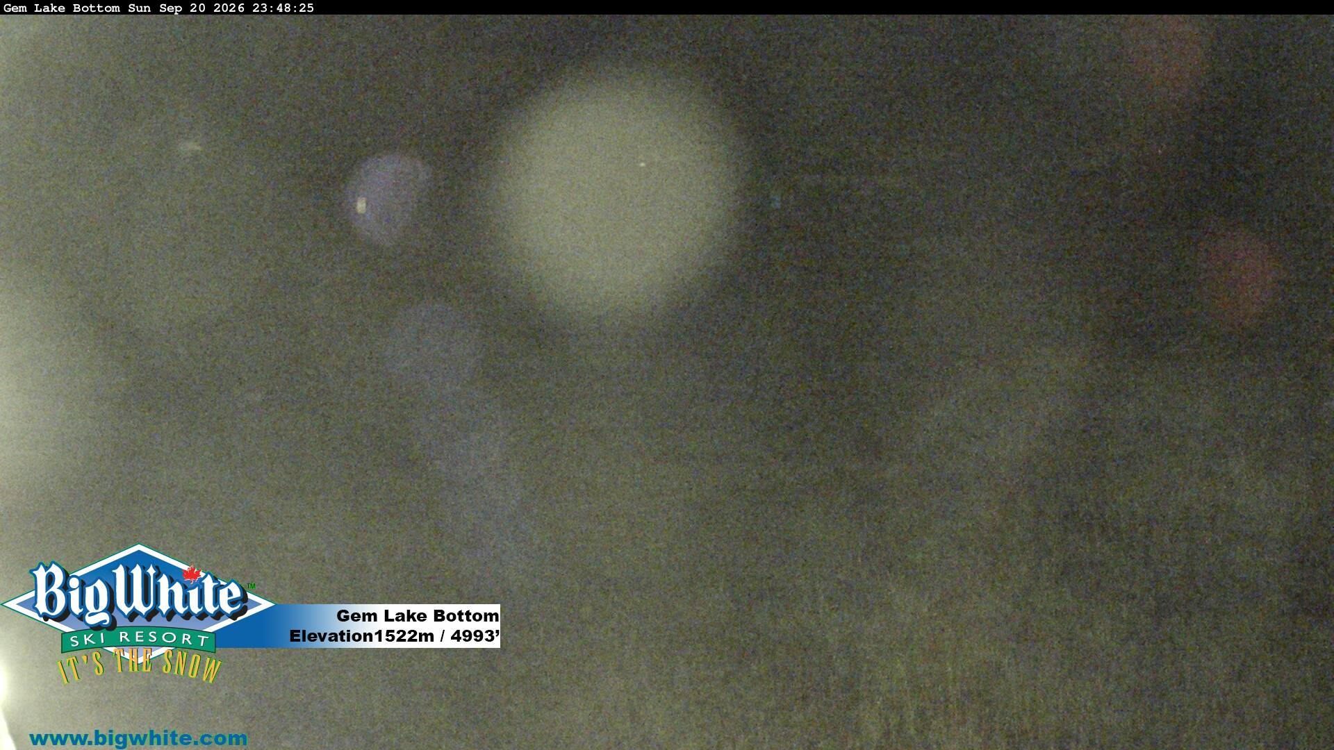 Big White Gem Lake Bottom snow cam captured at 20 September 2026 at 11:51 pm GMT-7