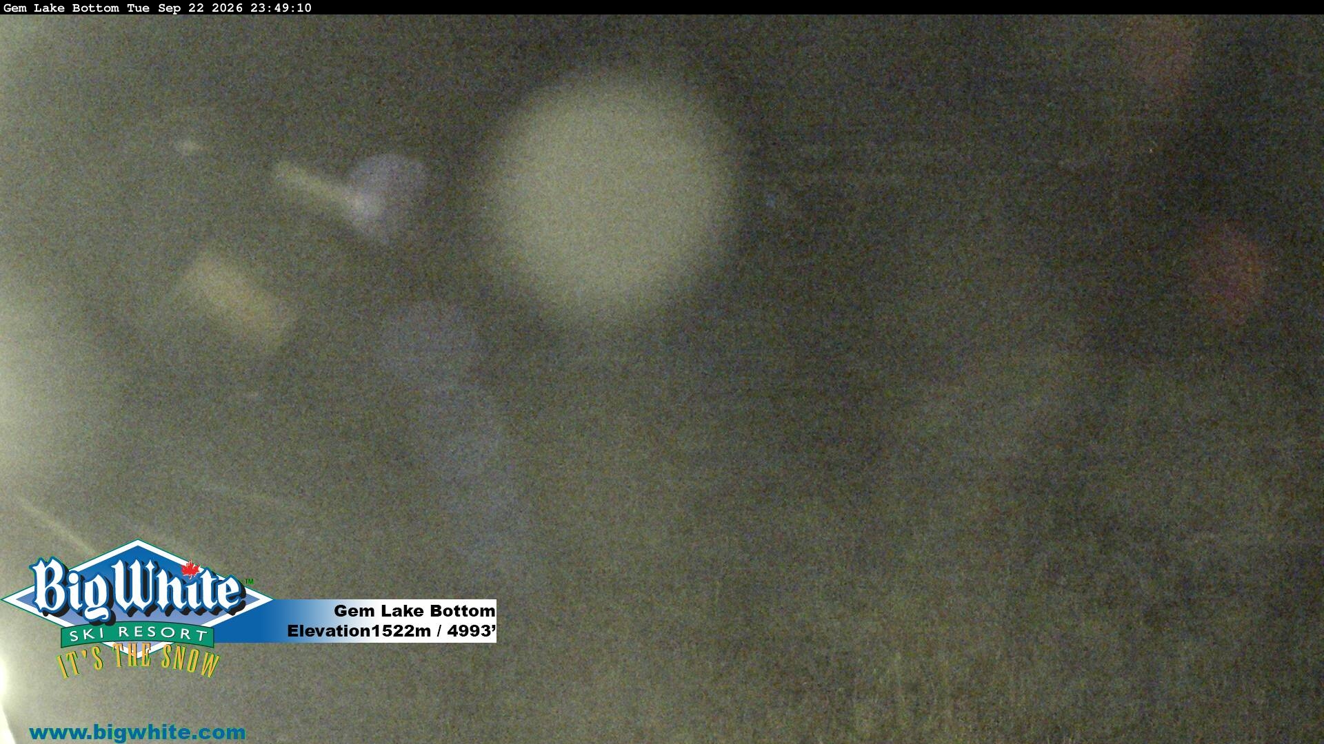 Big White Gem Lake Bottom snow cam captured at 22 September 2026 at 11:52 pm GMT-7
