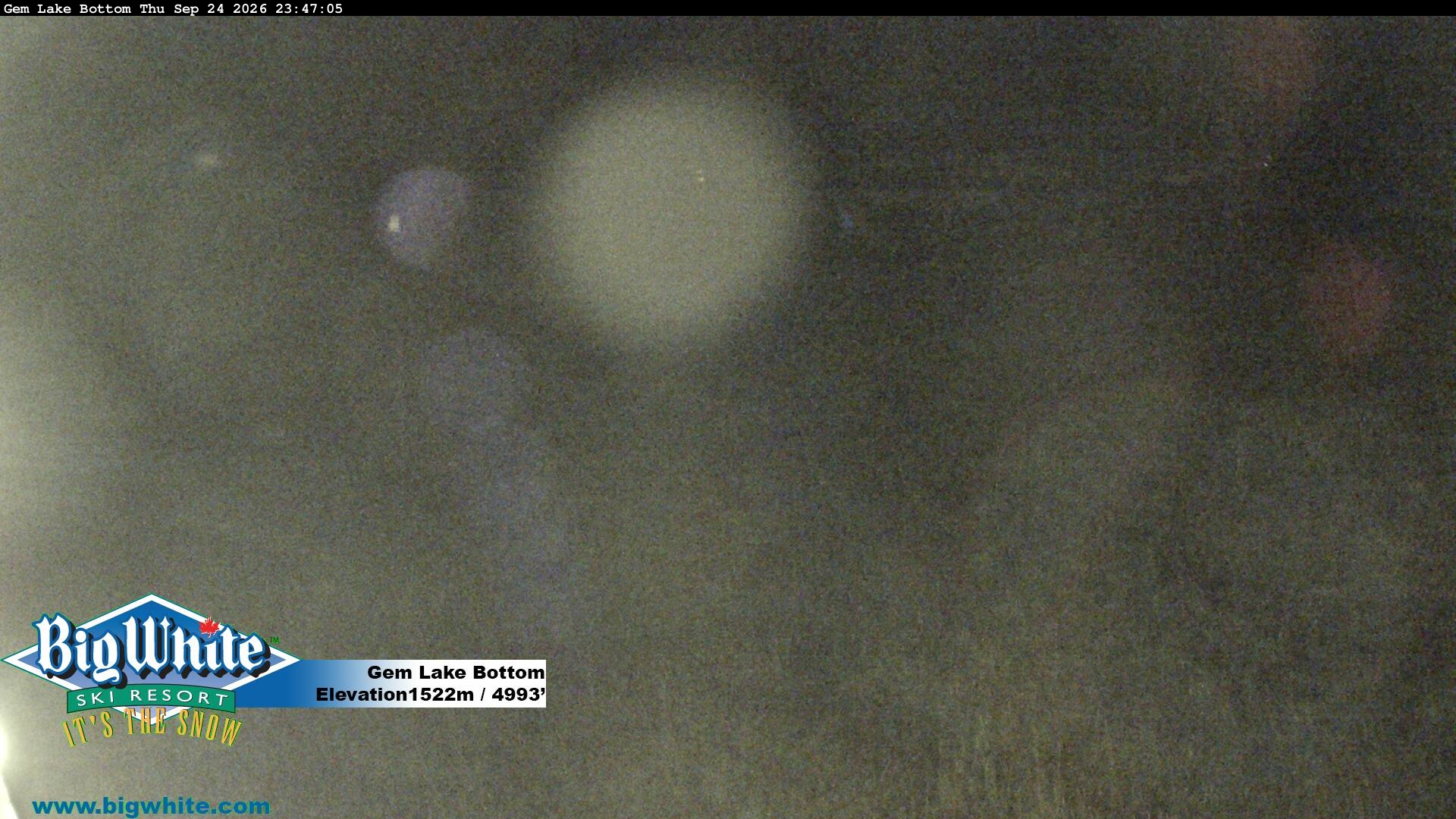 Big White Gem Lake Bottom snow cam captured at 24 September 2026 at 11:55 pm GMT-7