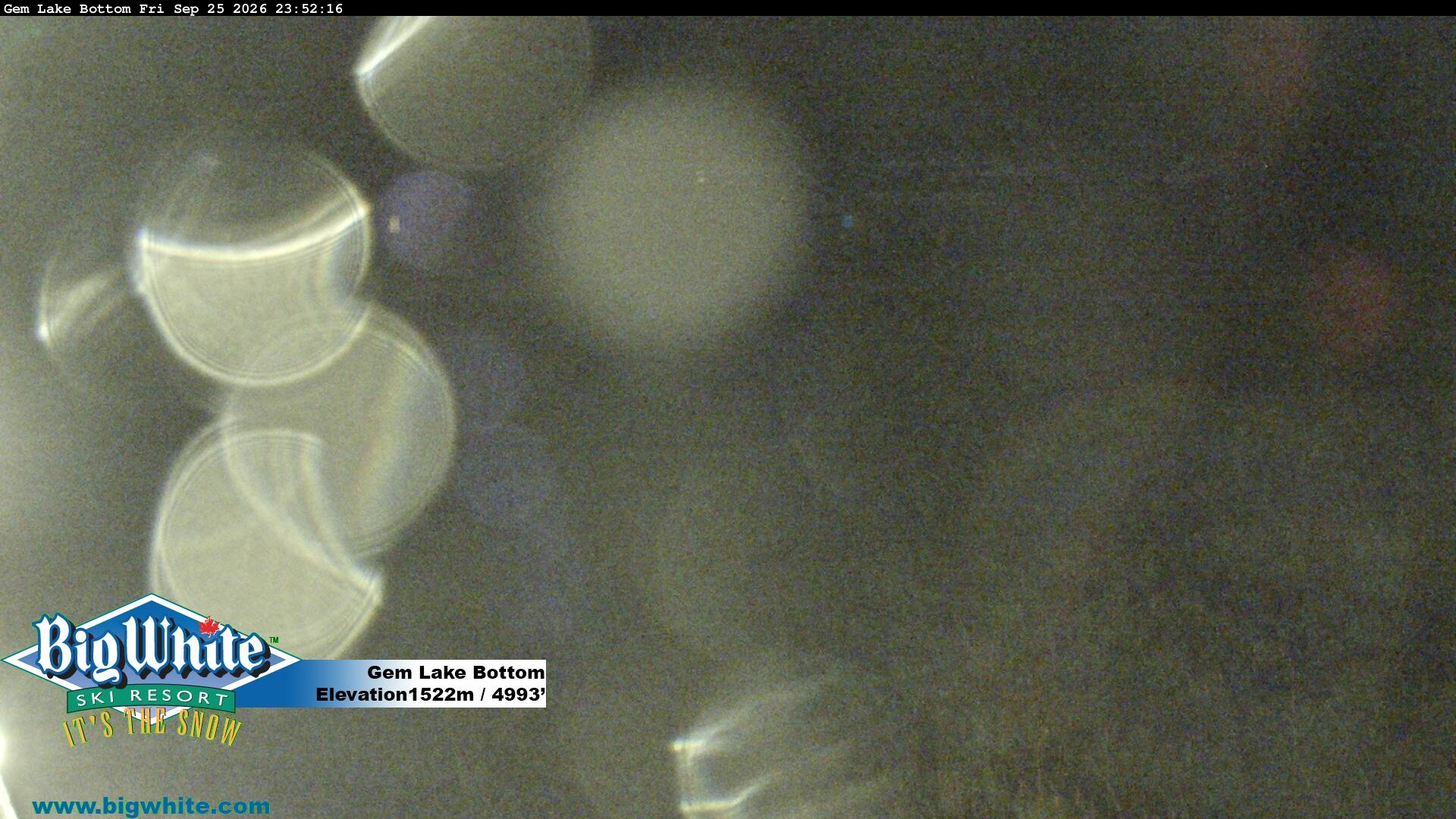 Big White Gem Lake Bottom snow cam captured at 25 September 2026 at 11:56 pm GMT-7