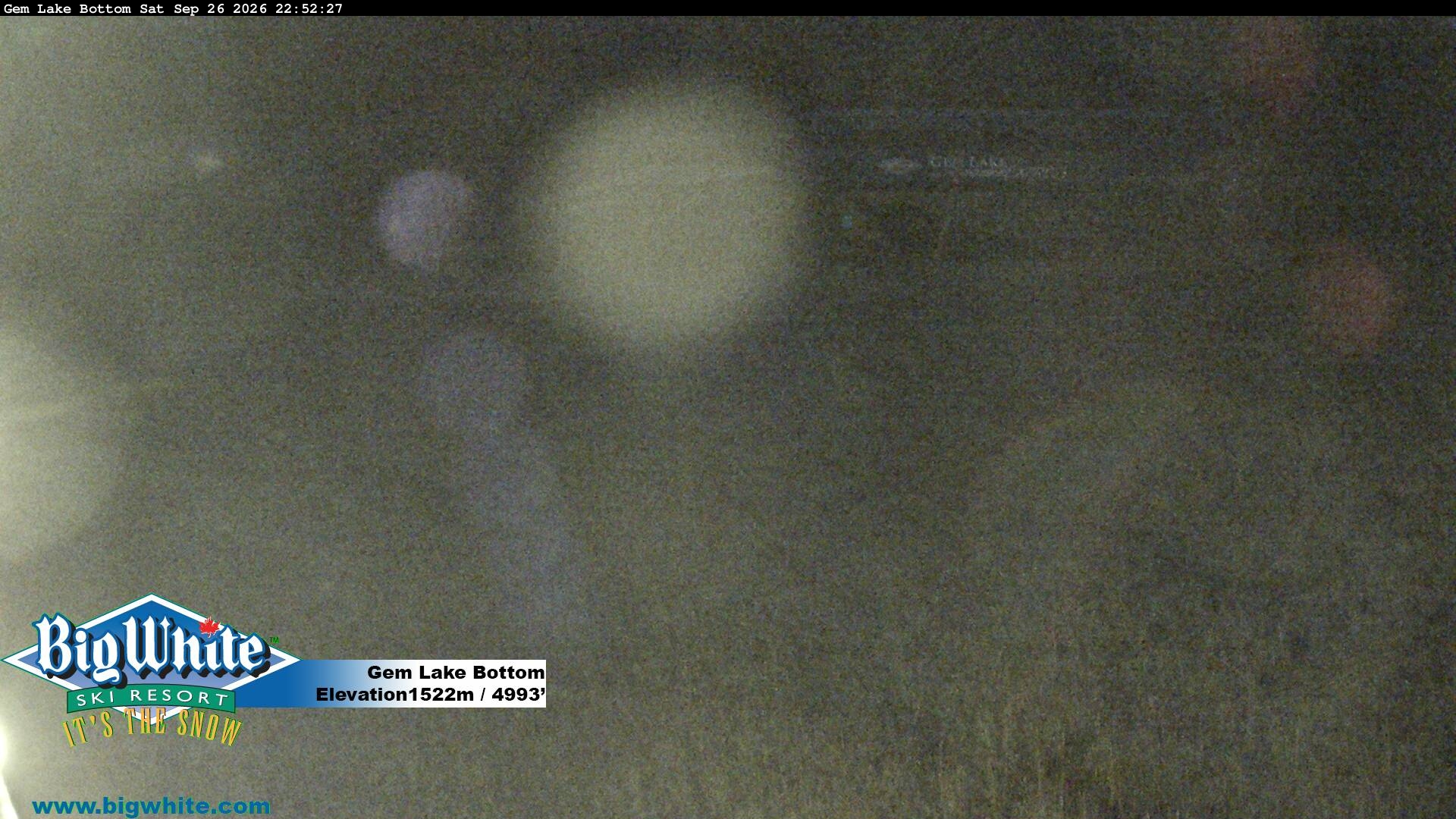 Big White Gem Lake Bottom snow cam captured at 26 September 2026 at 10:58 pm GMT-7