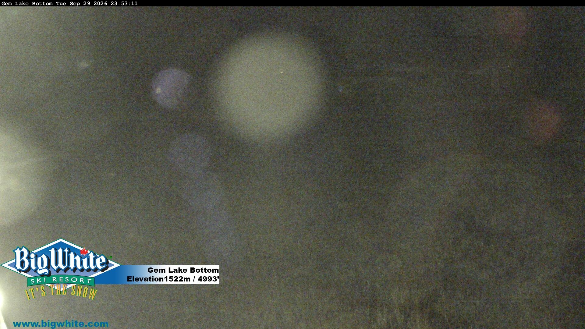 Big White Gem Lake Bottom snow cam captured at 29 September 2026 at 11:59 pm GMT-7