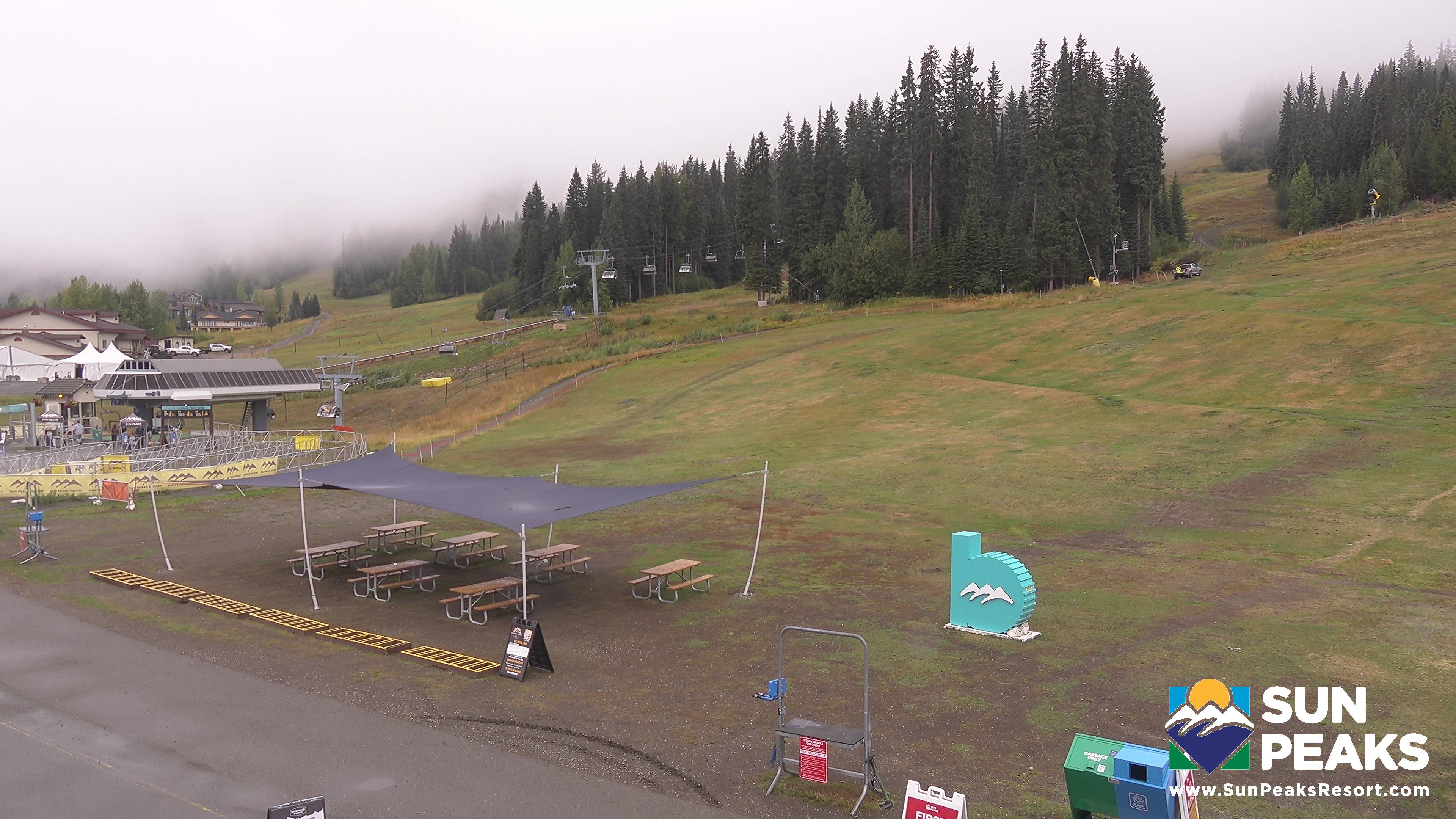Sun Peaks Village Day Lodge Slopeside snow cam captured at 15 September 2026 at 9:42 am GMT-7