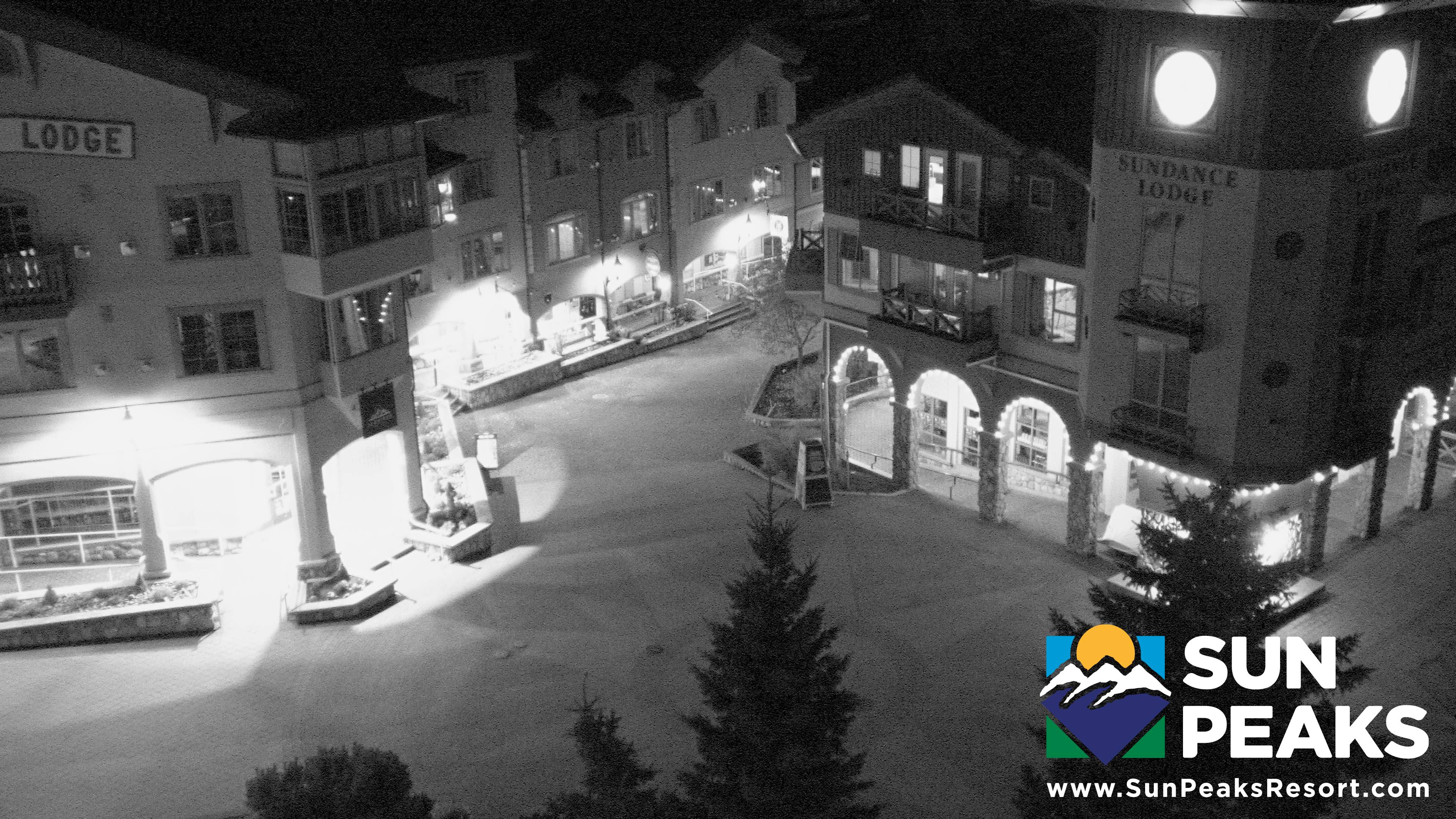 Sun Peaks Village Clock Tower snow cam captured at 4 October 2026 at 11:59 pm GMT-7