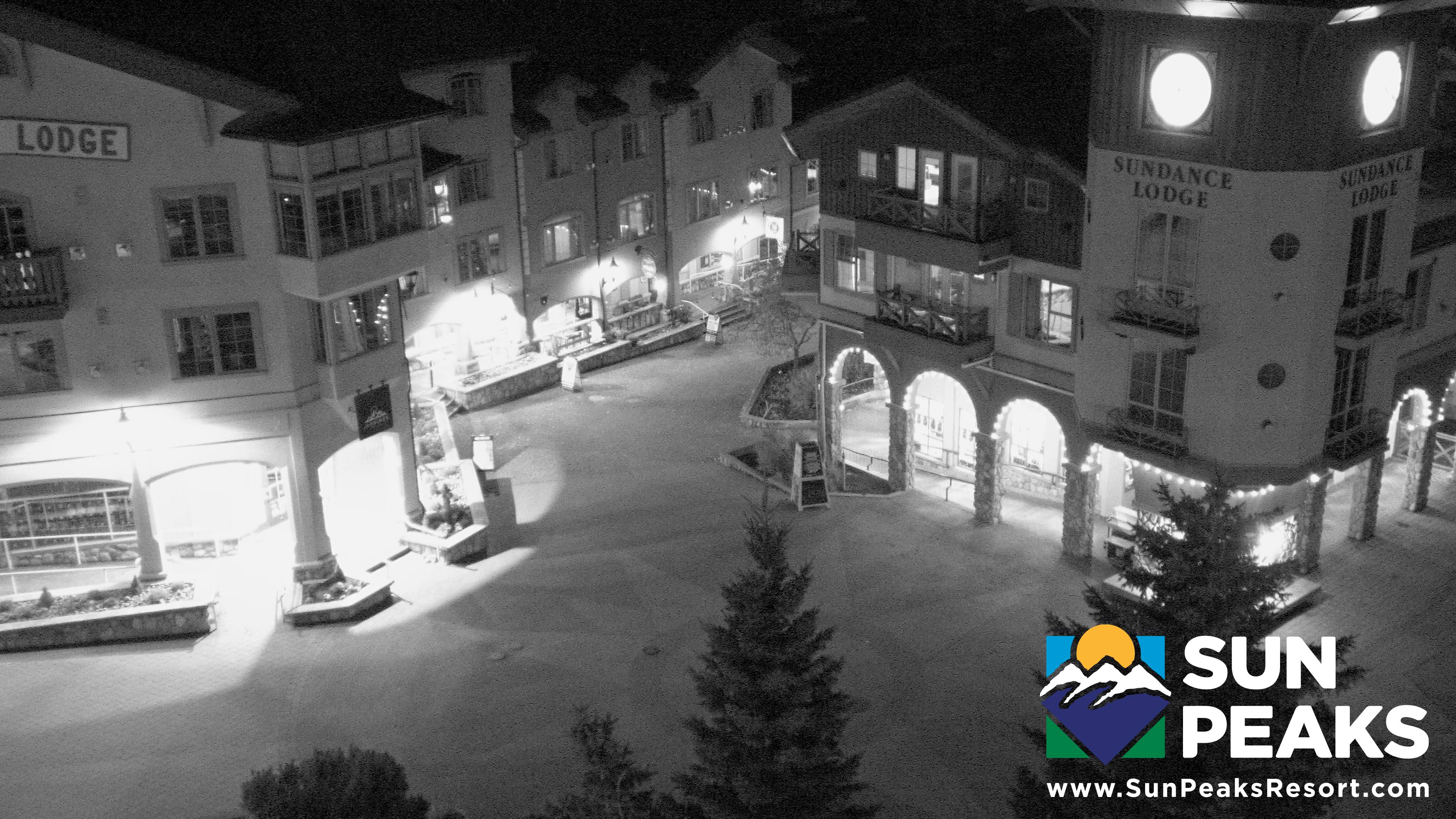 Sun Peaks Village Clock Tower snow cam captured at 5 October 2026 at 7:37 pm GMT-7