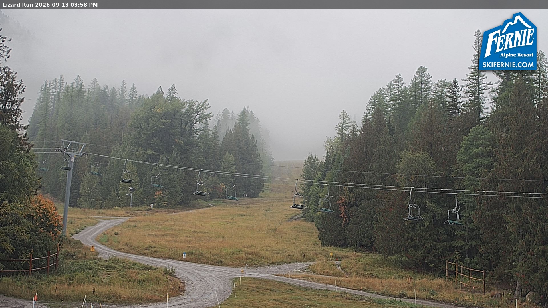 Fernie Lizard Run snow cam captured at 13 September 2026 at 2:59 pm GMT-7
