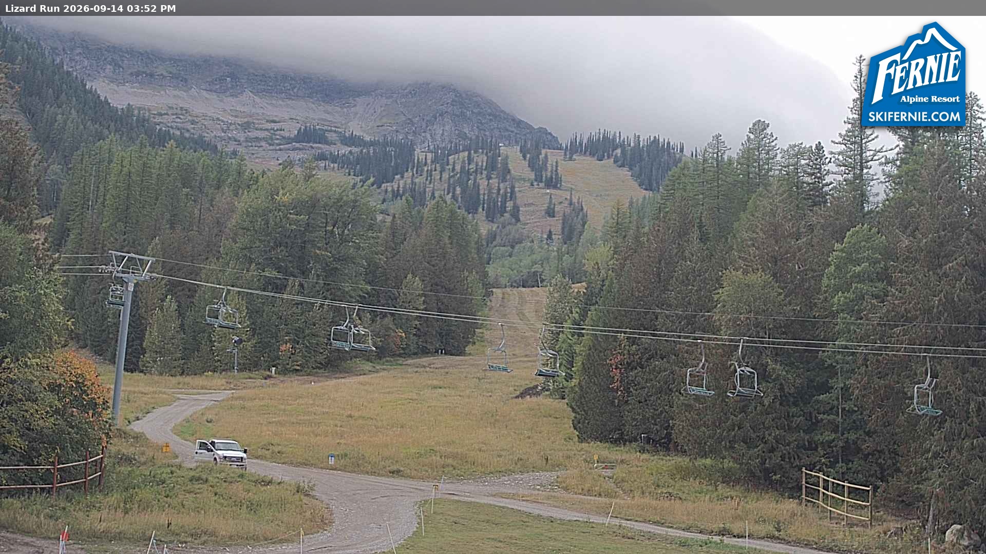 Fernie Lizard Run snow cam captured at 14 September 2026 at 2:54 pm GMT-7
