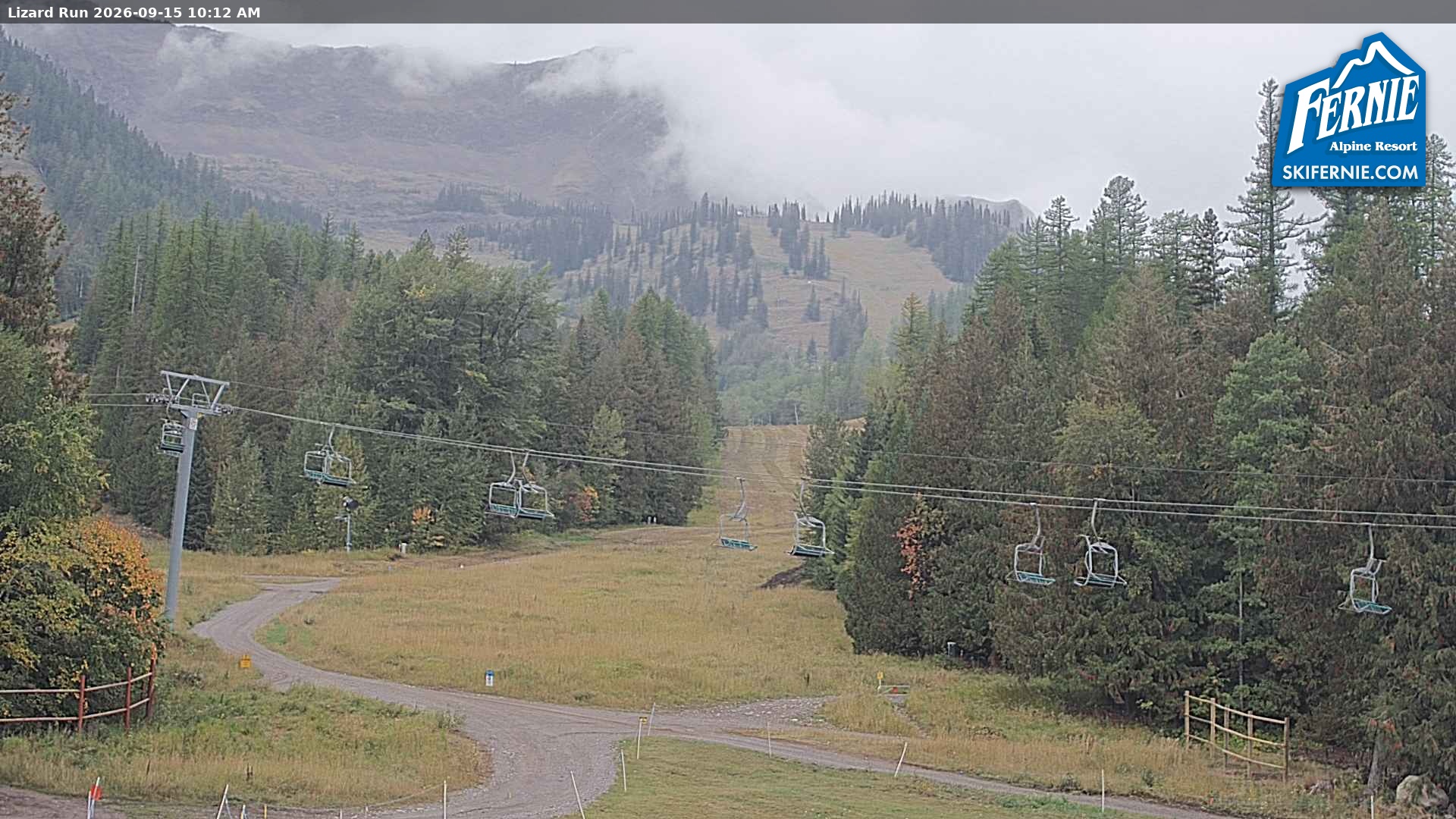 Fernie Lizard Run snow cam captured at 15 September 2026 at 9:14 am GMT-7