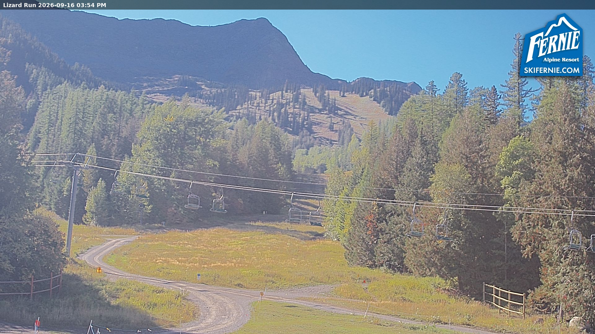 Fernie Lizard Run snow cam captured at 16 September 2026 at 2:58 pm GMT-7