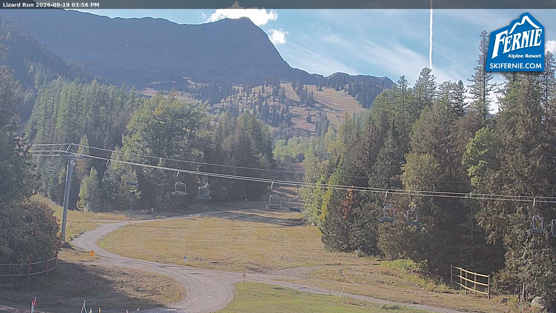 Fernie Lizard Run snow cam captured at 19 September 2026 at 3:06 pm GMT-7