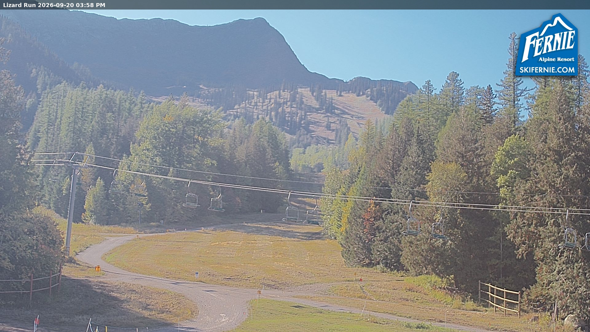 Fernie Lizard Run snow cam captured at 20 September 2026 at 3:04 pm GMT-7