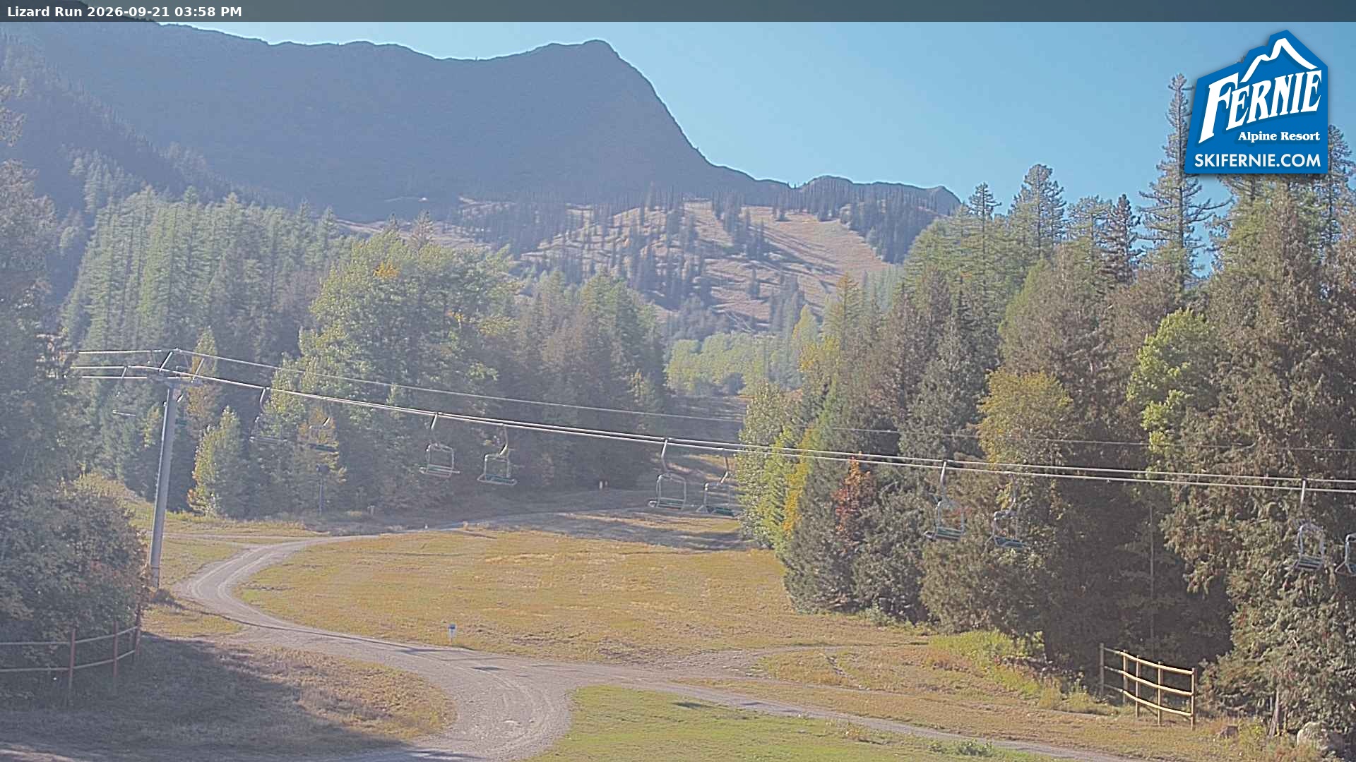 Fernie Lizard Run snow cam captured at 21 September 2026 at 3:05 pm GMT-7