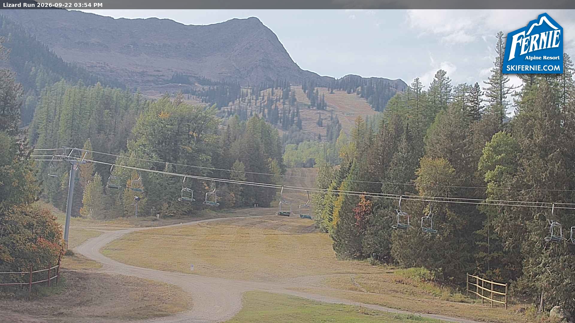 Fernie Lizard Run snow cam captured at 22 September 2026 at 2:54 pm GMT-7