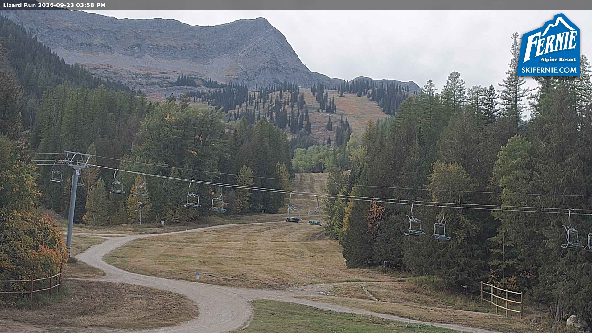 Fernie Lizard Run snow cam captured at 23 September 2026 at 3:06 pm GMT-7