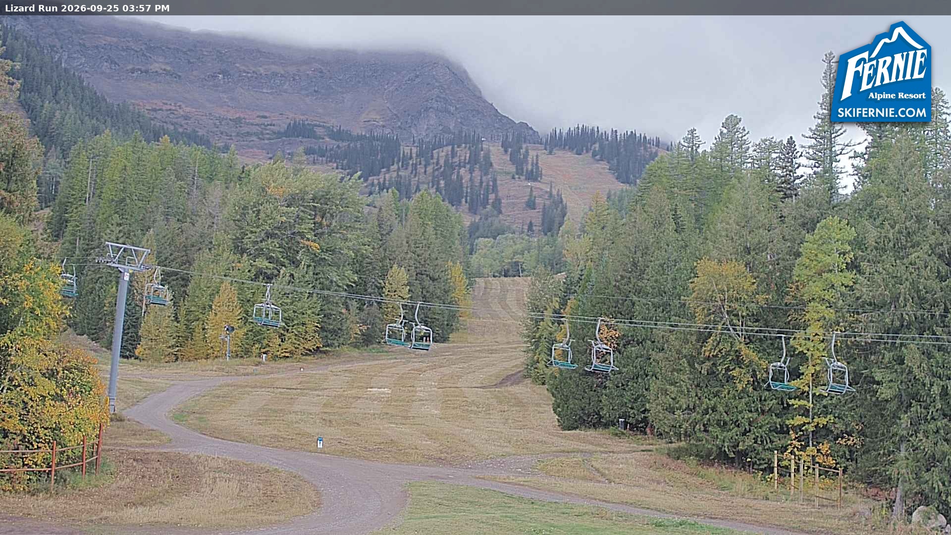 Fernie Lizard Run snow cam captured at 25 September 2026 at 3:02 pm GMT-7
