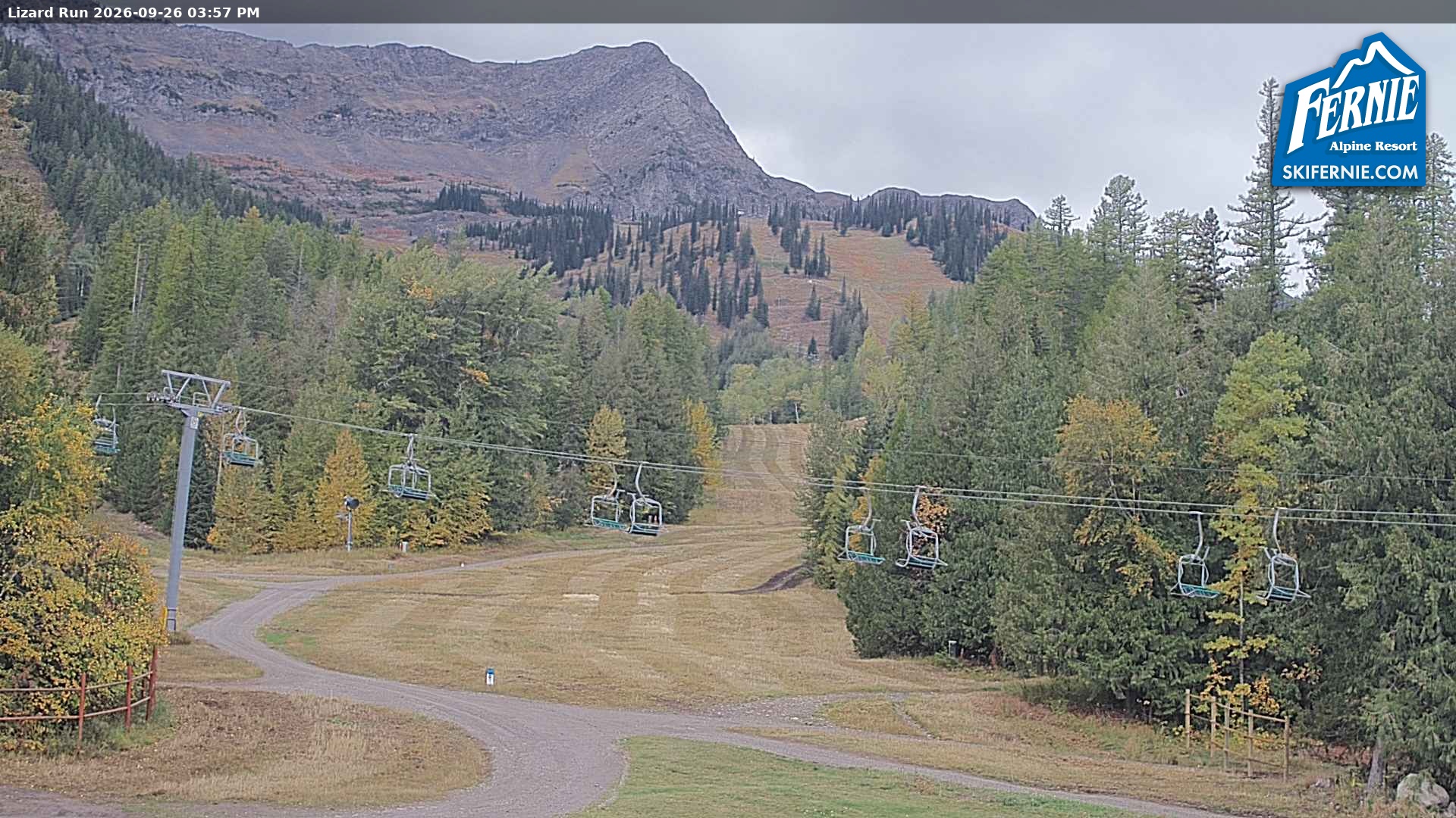Fernie Lizard Run snow cam captured at 26 September 2026 at 3:03 pm GMT-7
