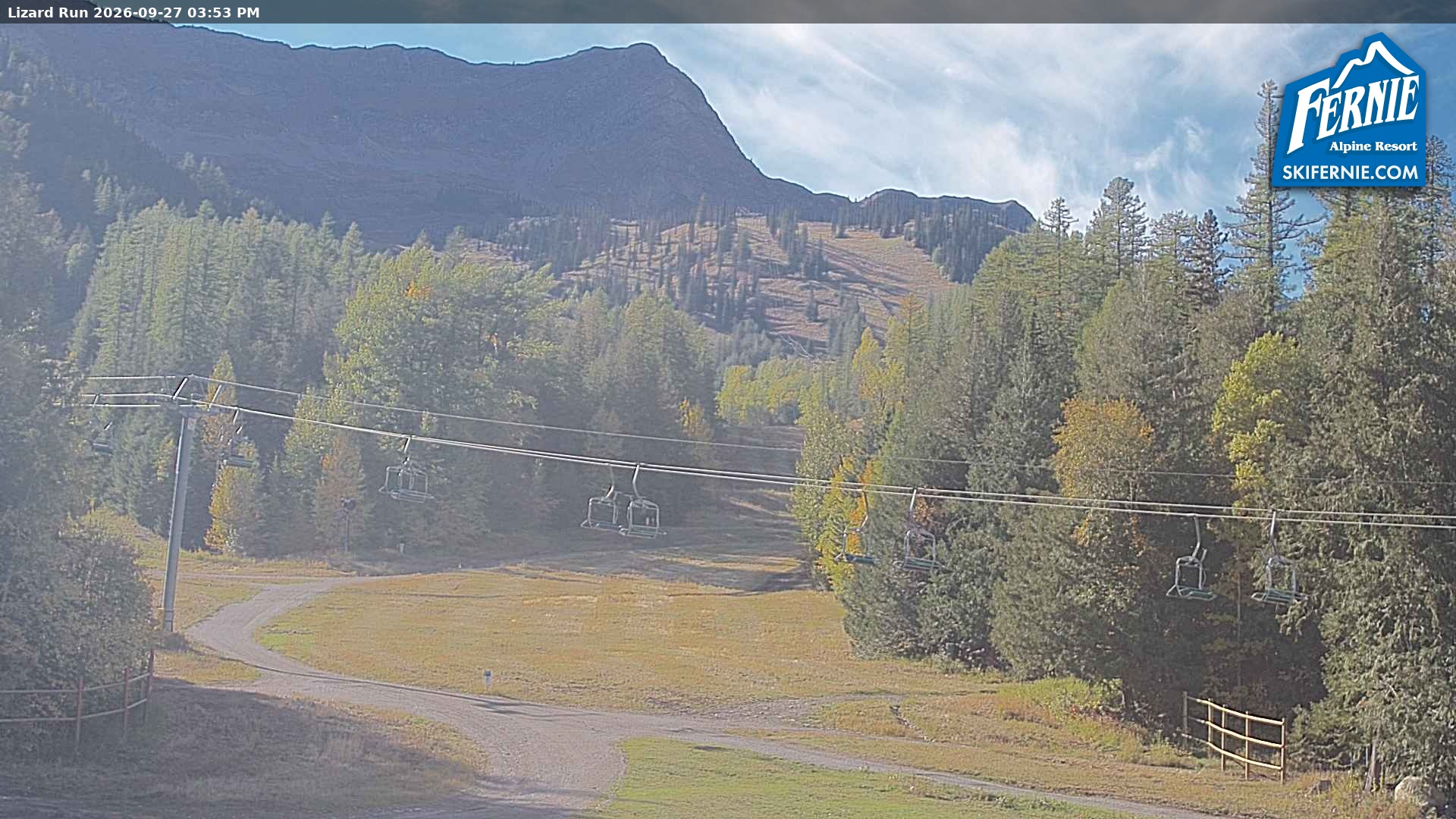 Fernie Lizard Run snow cam captured at 27 September 2026 at 2:58 pm GMT-7