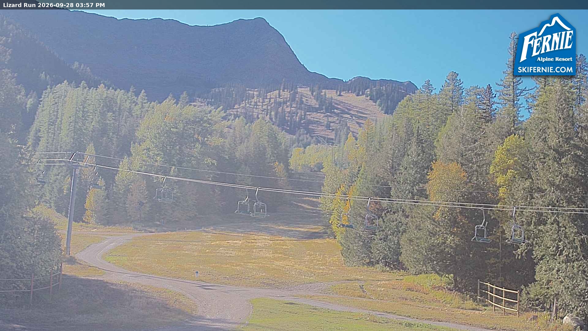 Fernie Lizard Run snow cam captured at 28 September 2026 at 3:06 pm GMT-7