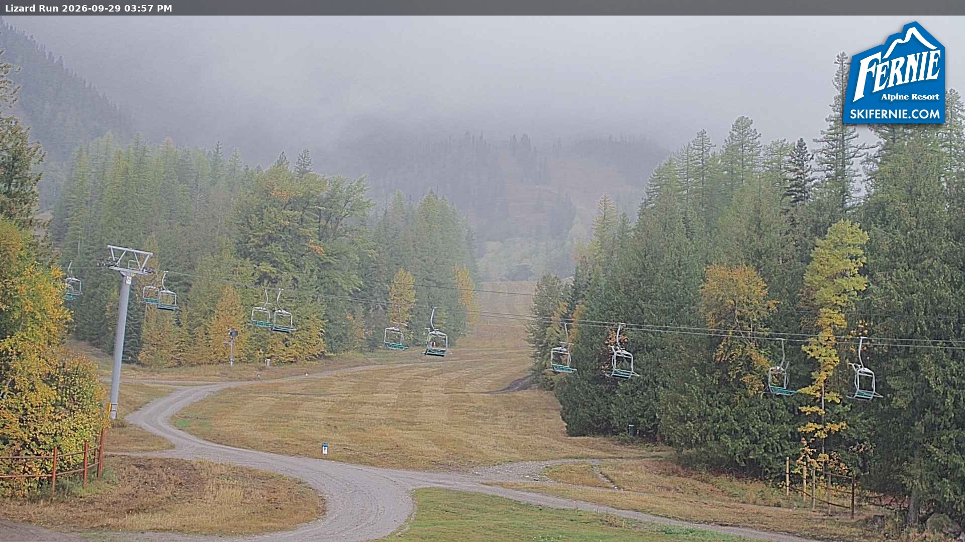 Fernie Lizard Run snow cam captured at 29 September 2026 at 3:00 pm GMT-7