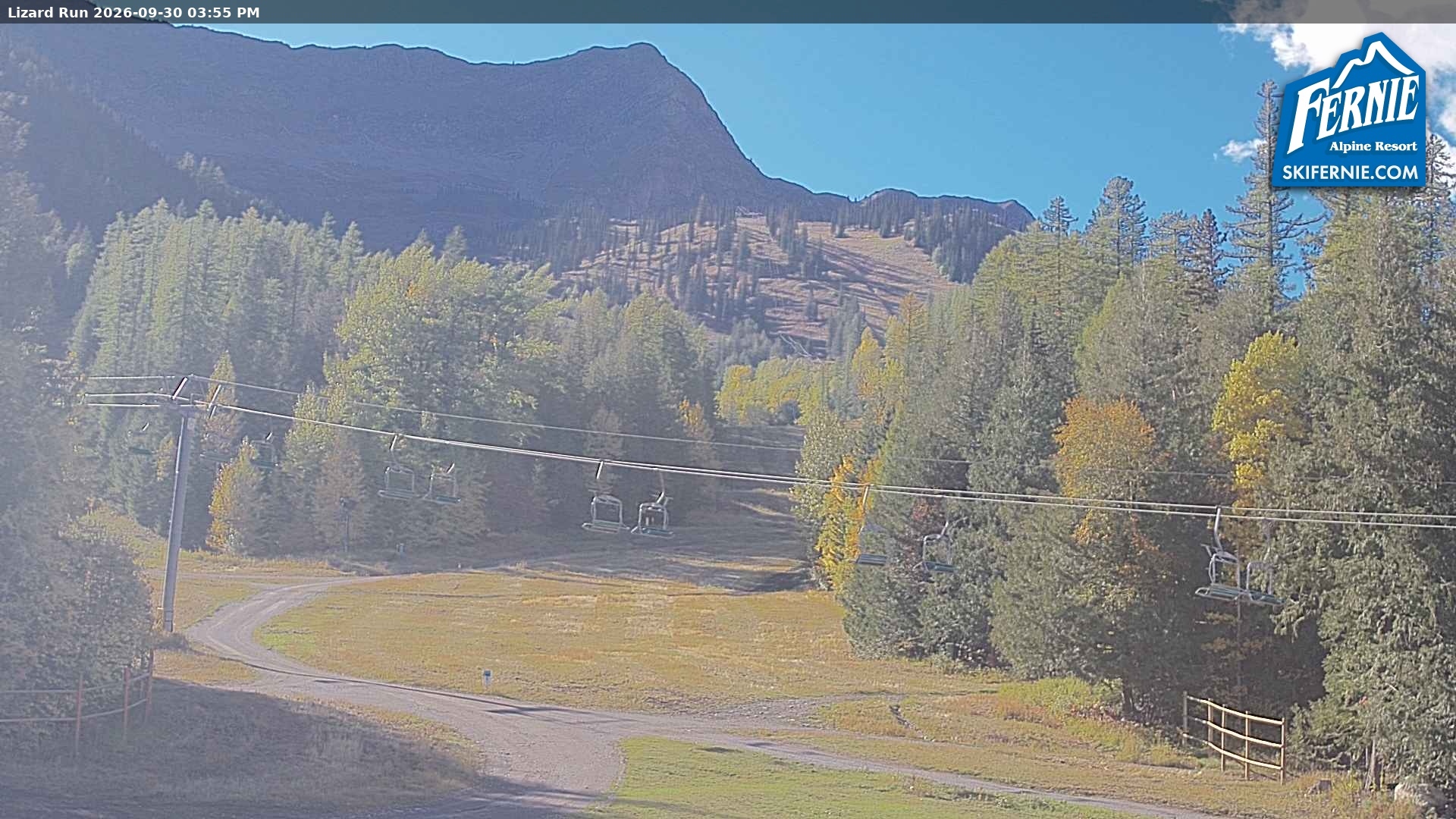 Fernie Lizard Run snow cam captured at 30 September 2026 at 3:01 pm GMT-7