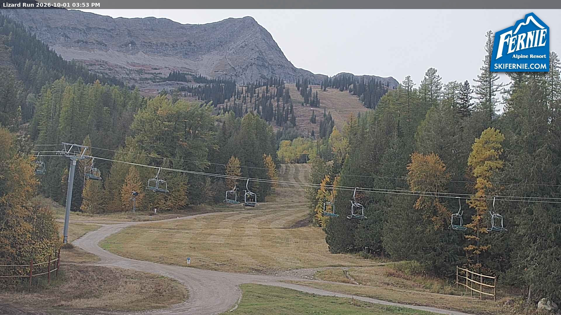 Fernie Lizard Run snow cam captured at 1 October 2026 at 3:05 pm GMT-7